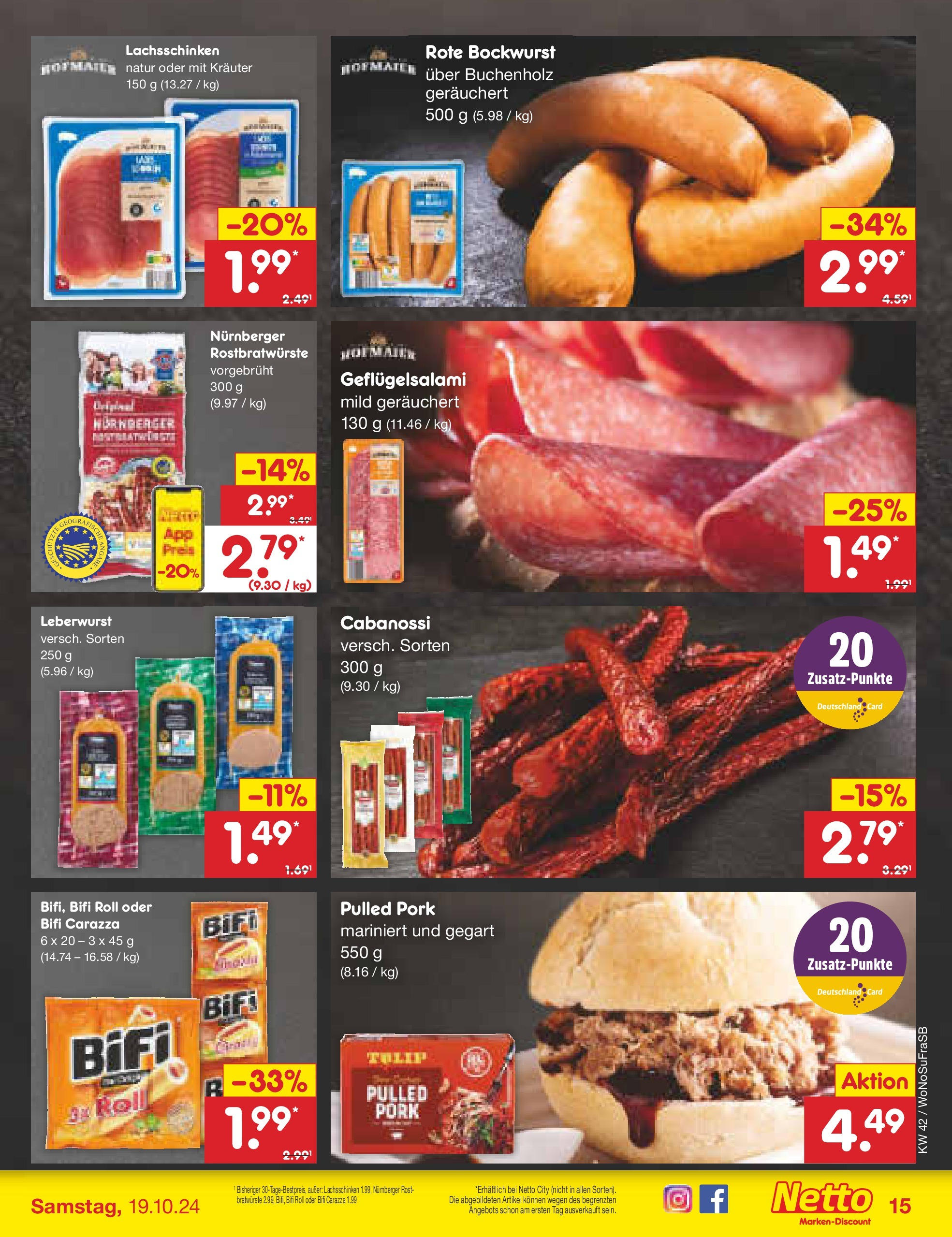 Netto Marken-Discount - Hessen (ab 14.10.2024) » Angebote | Seite: 17 | Produkte: Bockwurst, Bifi