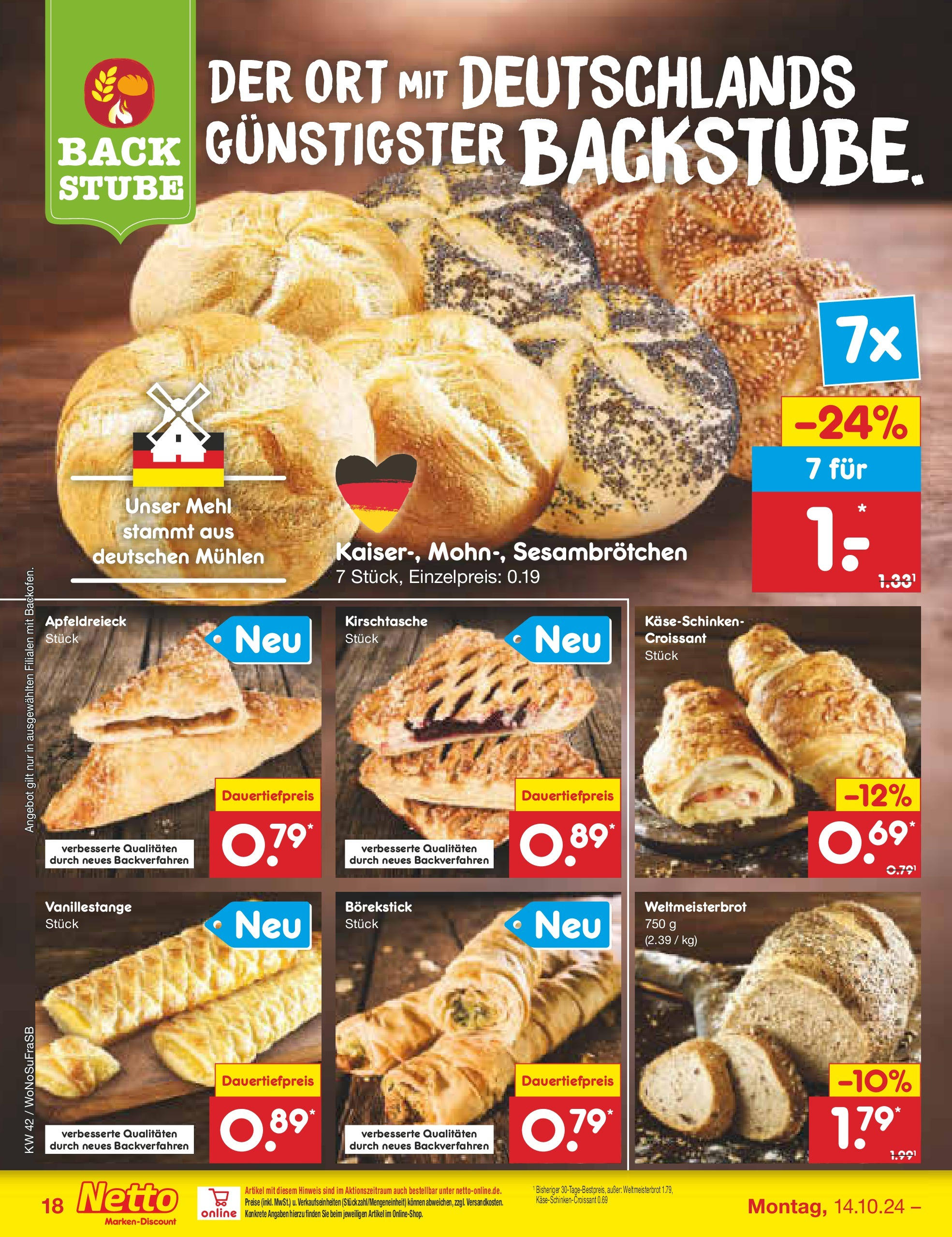 Netto Marken-Discount - Rheinland-Pfalz (ab 14.10.2024) » Angebote | Seite: 22 | Produkte: Mehl, Croissant