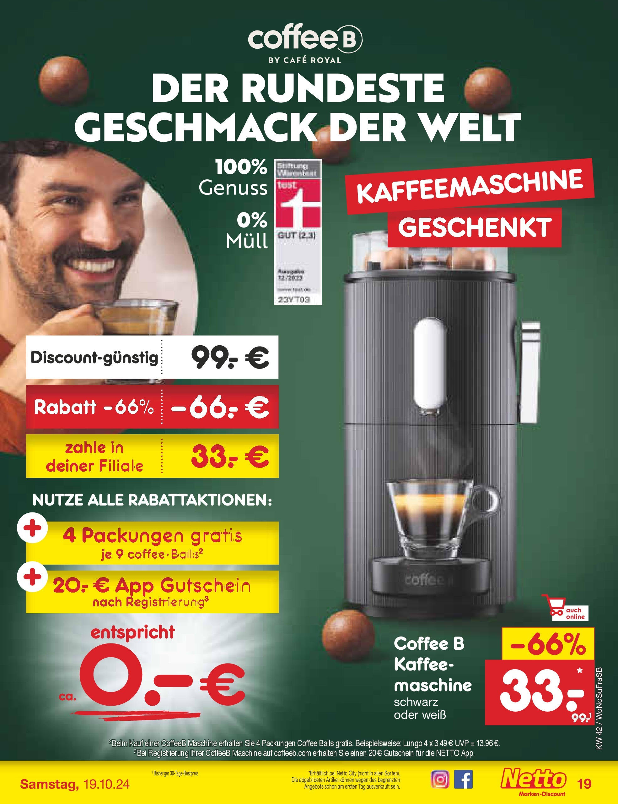 Netto Marken-Discount - Hessen (ab 14.10.2024) » Angebote | Seite: 24 | Produkte: Kaffeemaschine, Kaffee