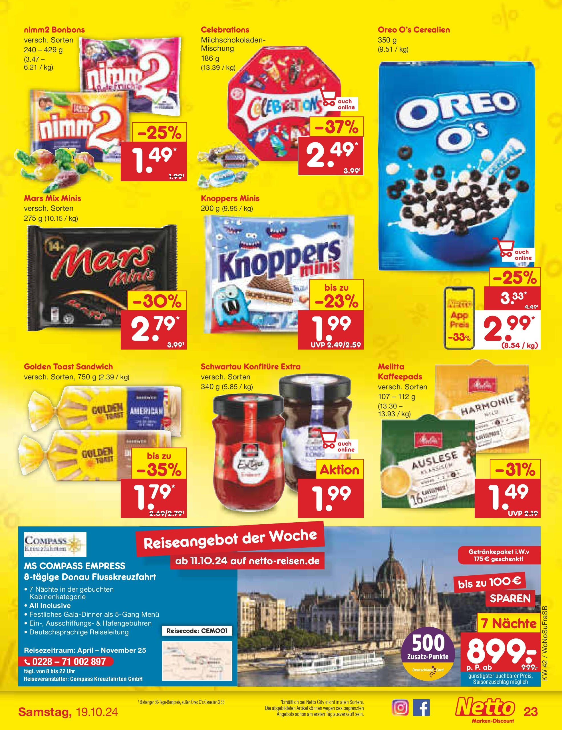 Netto Marken-Discount - Rheinland-Pfalz (ab 14.10.2024) » Angebote | Seite: 29 | Produkte: Kaffeepads, Toast, Knoppers, Uhr