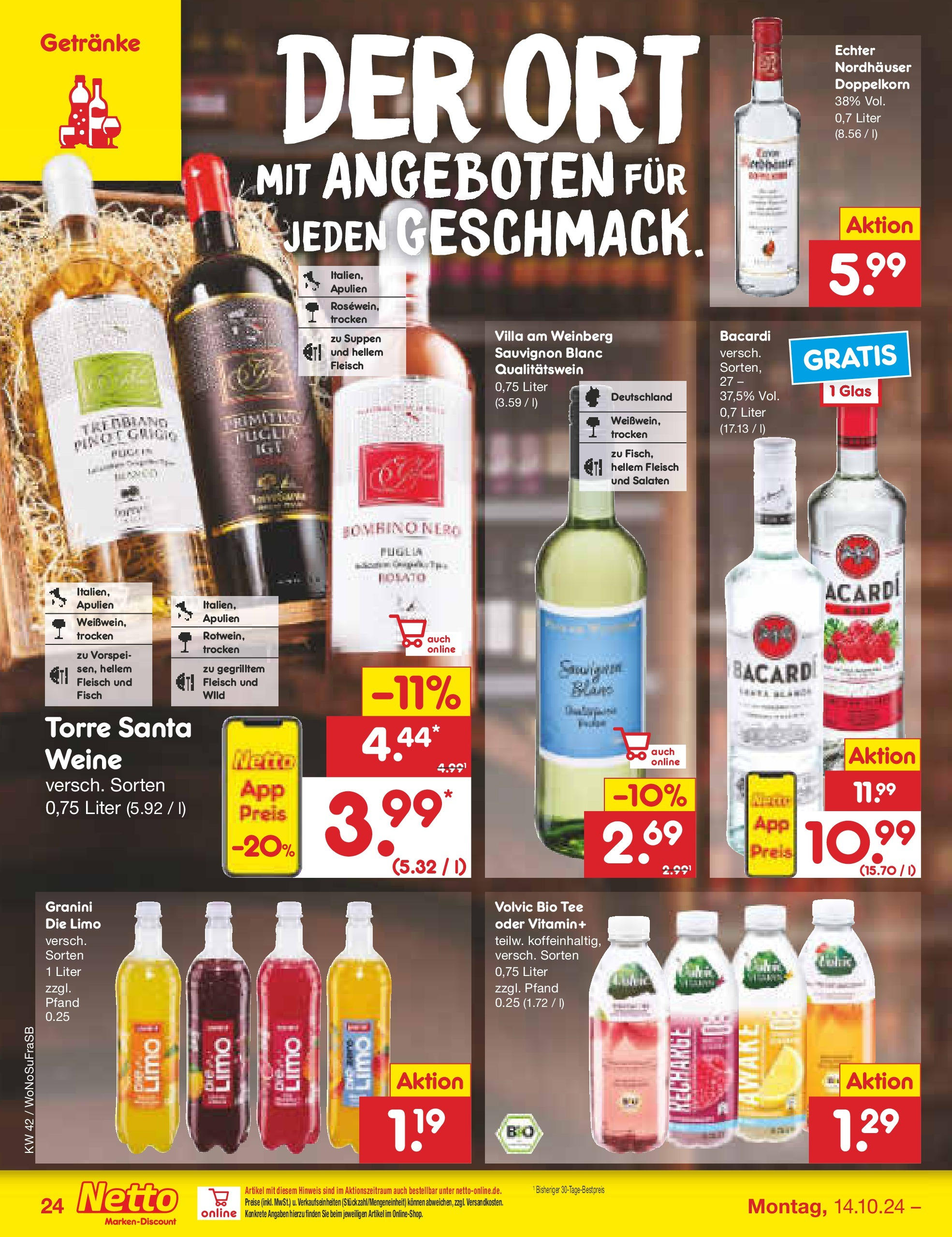 Netto Marken-Discount - Hessen (ab 14.10.2024) » Angebote | Seite: 30 | Produkte: Fisch, Granini, Volvic, Fleisch