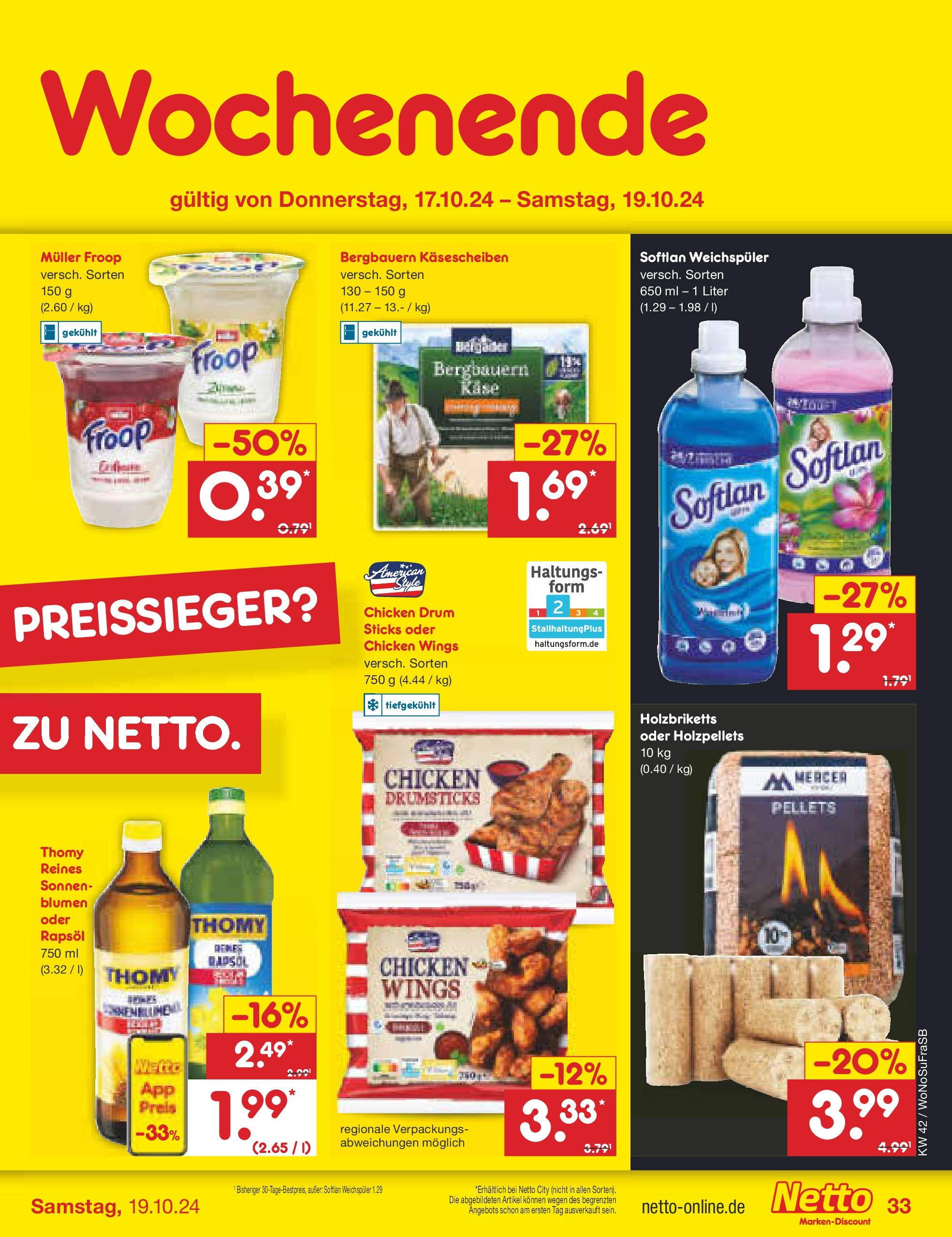 Netto Marken-Discount - Hessen (ab 14.10.2024) » Angebote | Seite: 41 | Produkte: Froop, Rapsöl, Blumen, Weichspüler