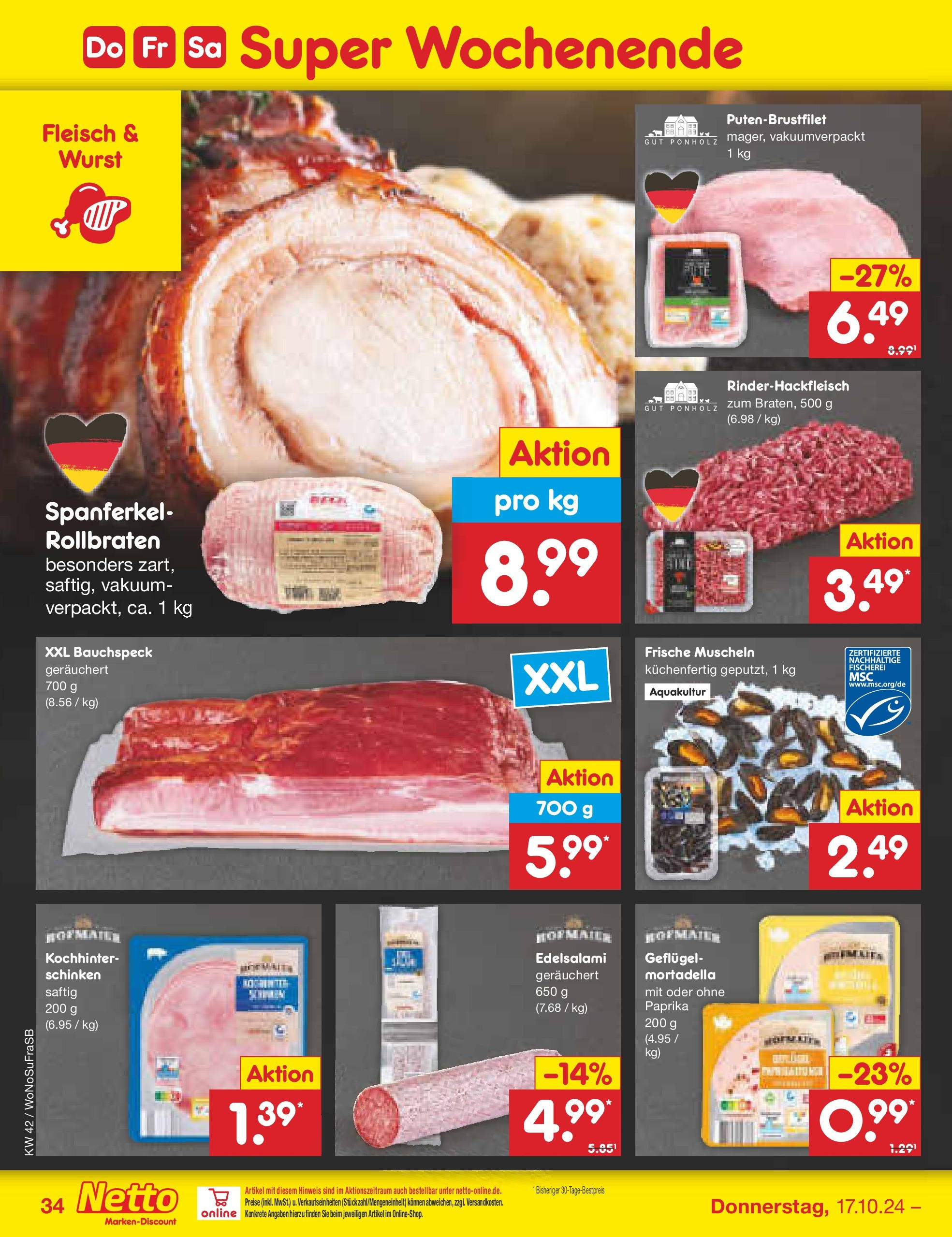 Netto Marken-Discount - Rheinland-Pfalz (ab 14.10.2024) » Angebote | Seite: 42 | Produkte: Paprika, Wurst, Schinken, Fleisch