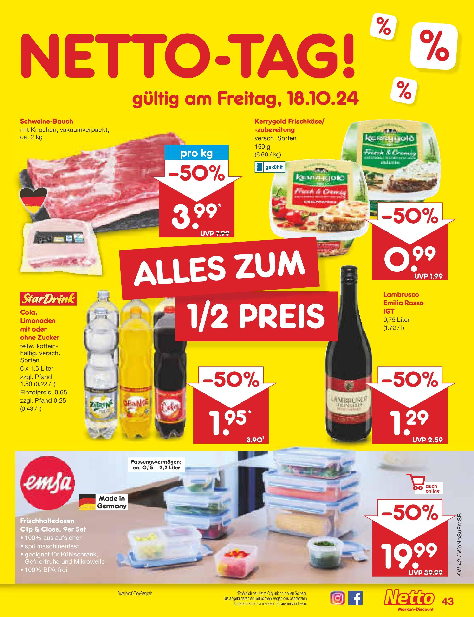 Netto Marken-Discount - Rheinland-Pfalz (ab 14.10.2024) » Angebote | Seite: 53 | Produkte: Mikrowelle, Schweinebauch, Zucker, Zitrone