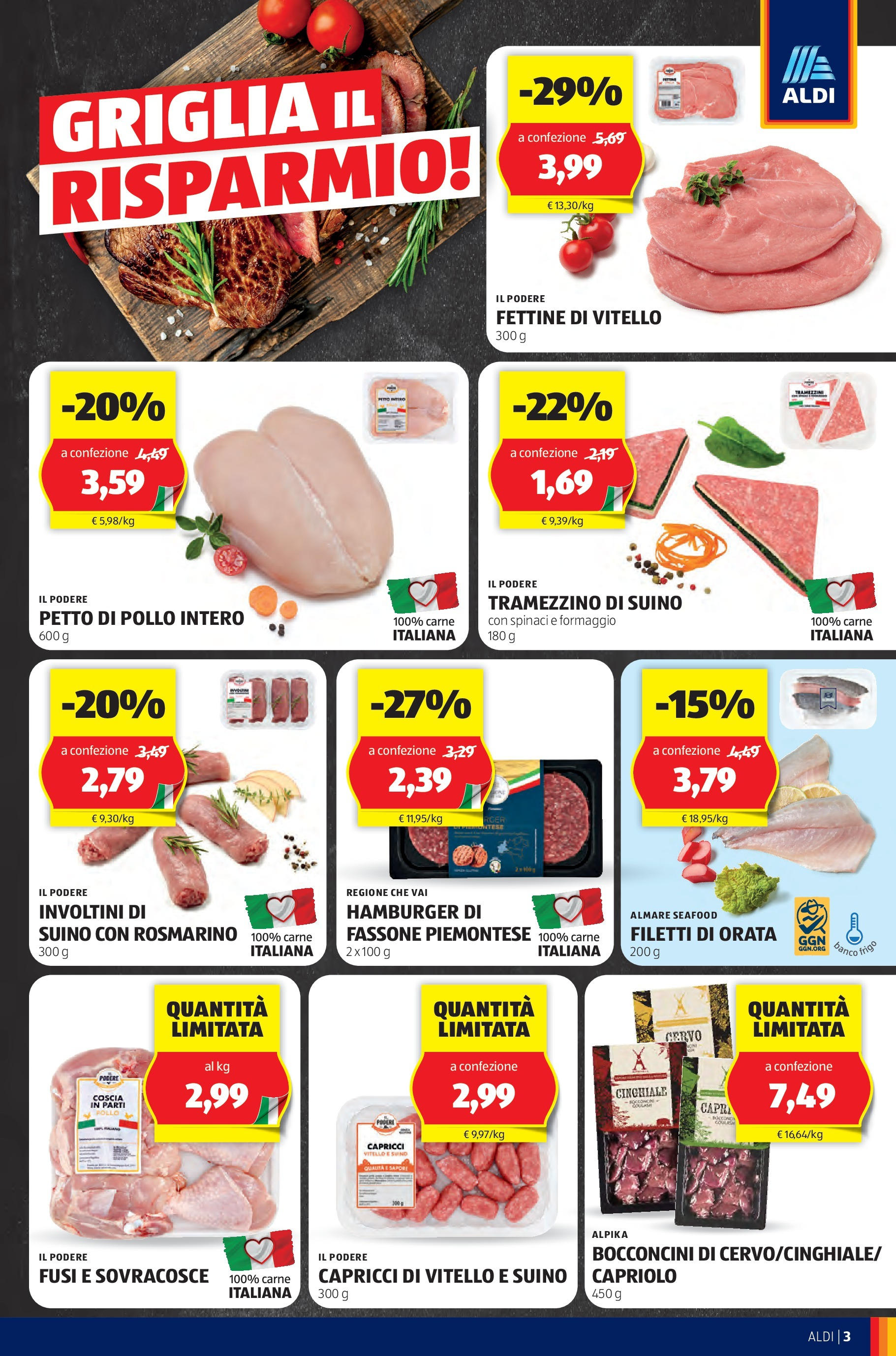 Nuovo Volantino Aldi	 dal 14/10/2024 > offerte anteprima 🛍️ | Pagina: 3 | Prodotti: Pollo, Suino, Formaggio, Tramezzino