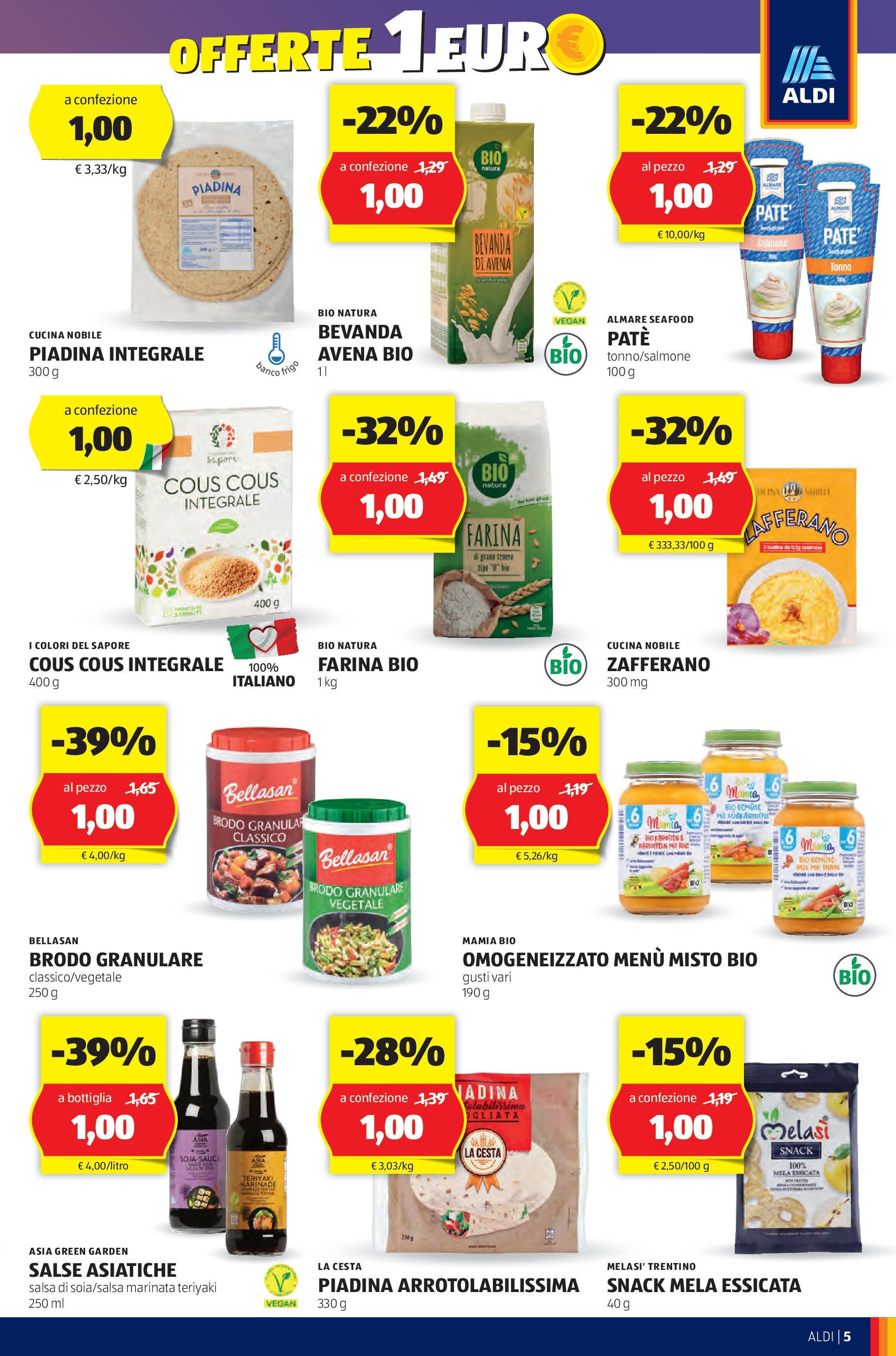 Nuovo Volantino Aldi	 dal 14/10/2024 > offerte anteprima 🛍️ | Pagina: 5 | Prodotti: Salmone, Farina, Cous cous, Tonno