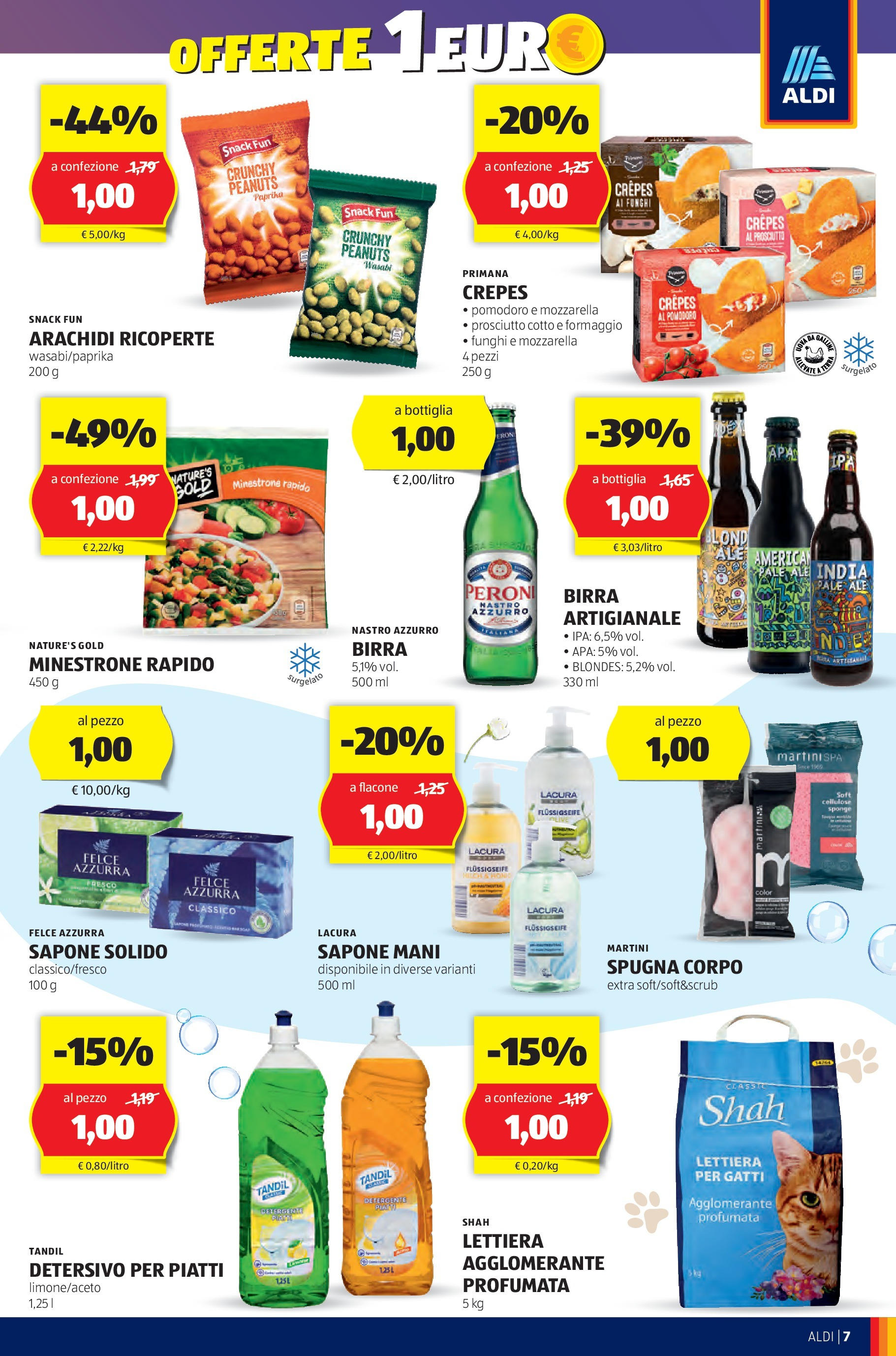 Nuovo Volantino Aldi	 dal 14/10/2024 > offerte anteprima 🛍️ | Pagina: 7 | Prodotti: Minestrone, Formaggio, Olive, Arachidi