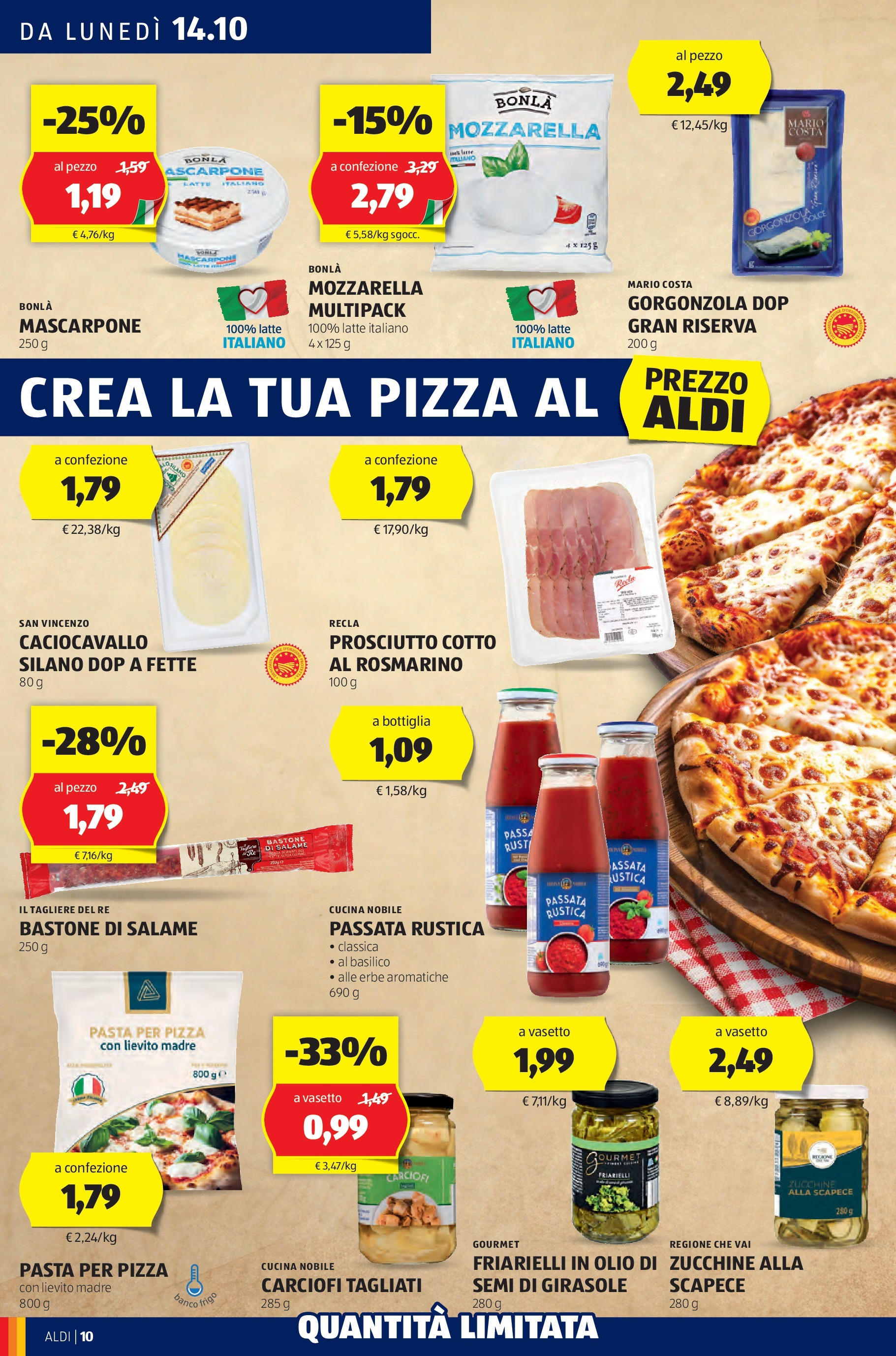 Nuovo Volantino Aldi	 dal 14/10/2024 > offerte anteprima 🛍️ | Pagina: 10 | Prodotti: Latte, Pasta, Gorgonzola, Bottiglia