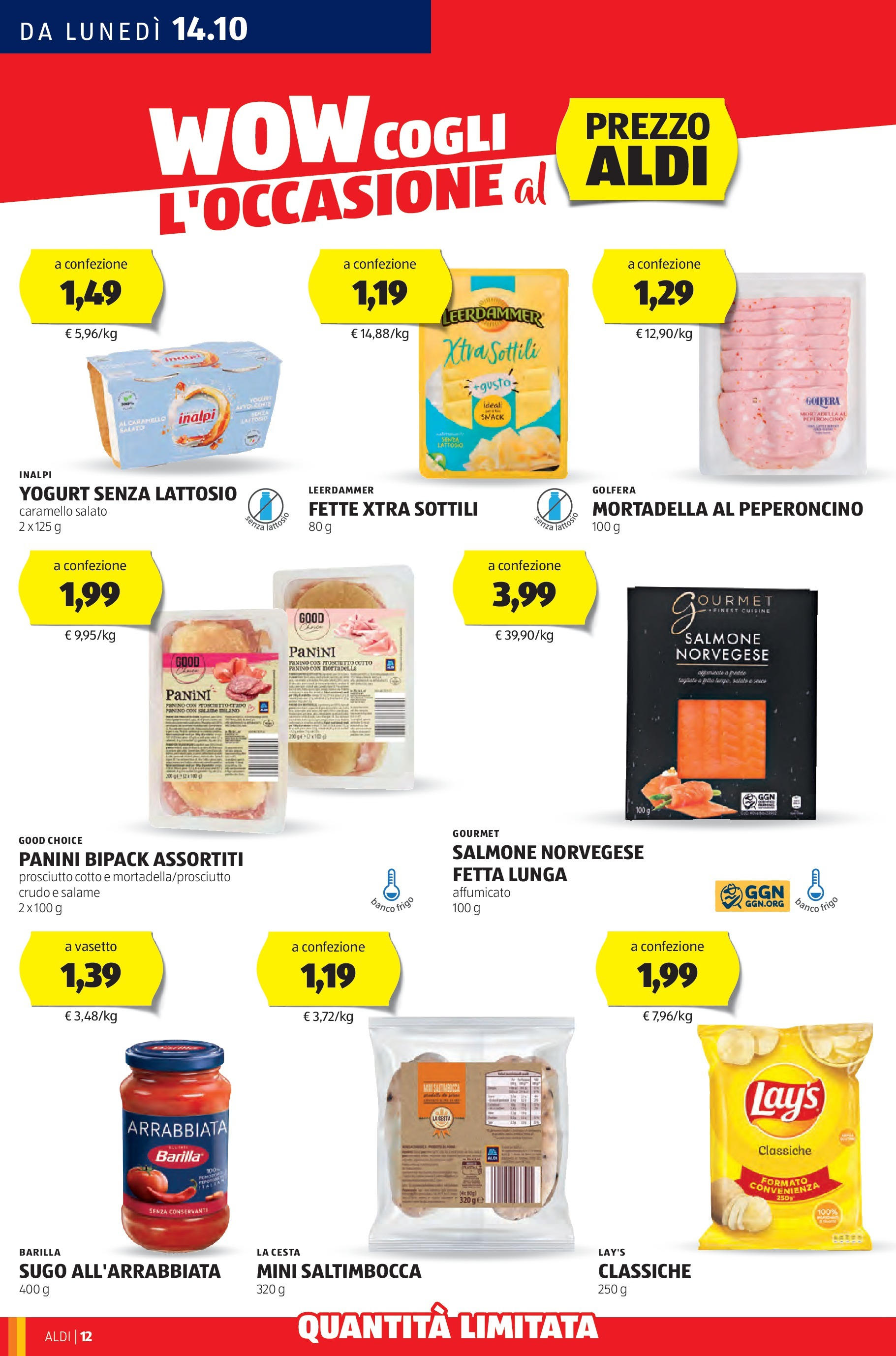 Nuovo Volantino Aldi	 dal 14/10/2024 > offerte anteprima 🛍️ | Pagina: 12 | Prodotti: Yogurt senza lattosio, Yogurt, Salmone, Peperoncino