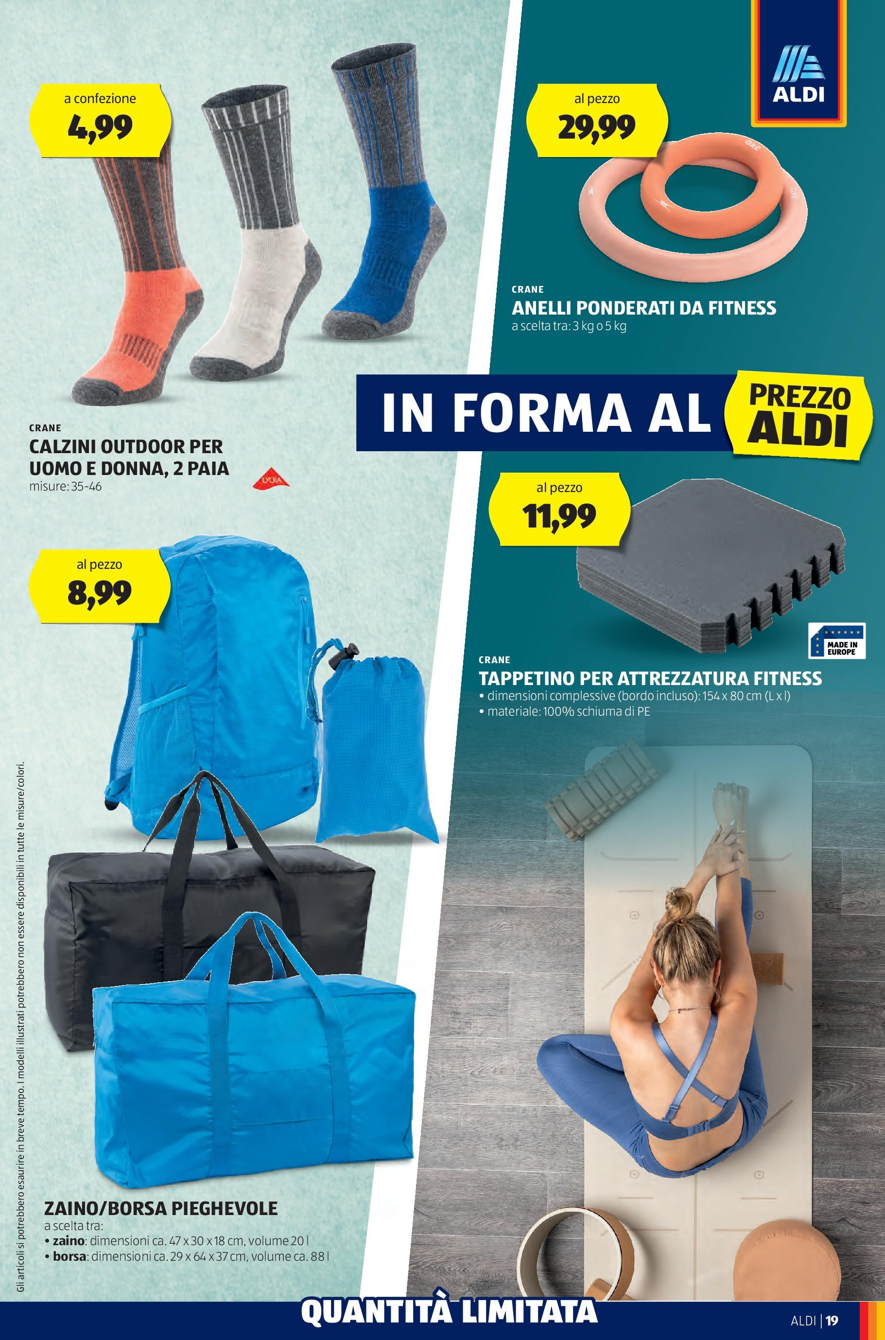 Nuovo Volantino Aldi	 dal 14/10/2024 > offerte anteprima 🛍️ | Pagina: 19 | Prodotti: Calzini, Zaino, Borsa