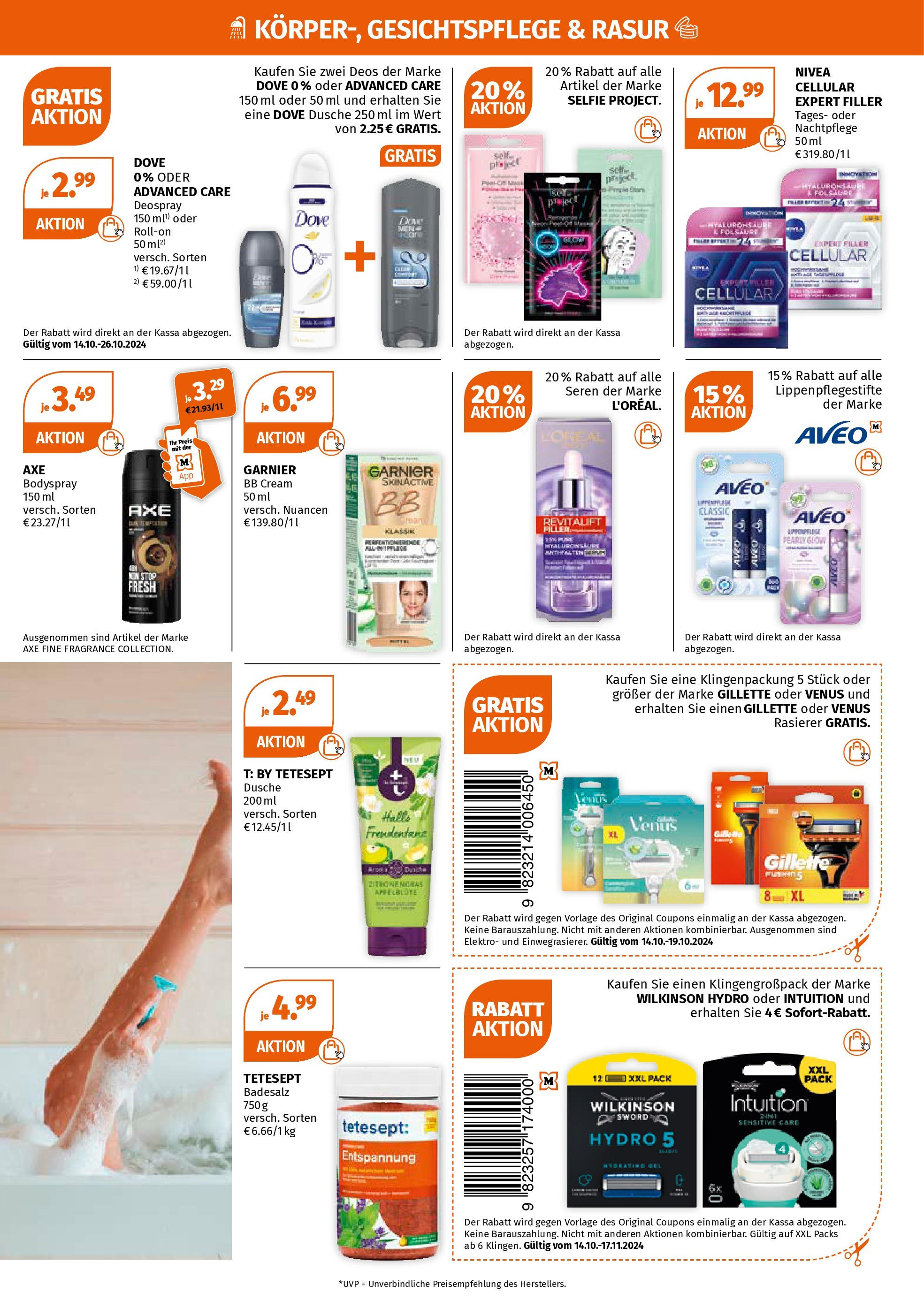 Müller Flugblatt von 14.10.2024 - Aktuelle Angebote | Seite: 7 | Produkte: Rasierer, Dusche, BB Cream