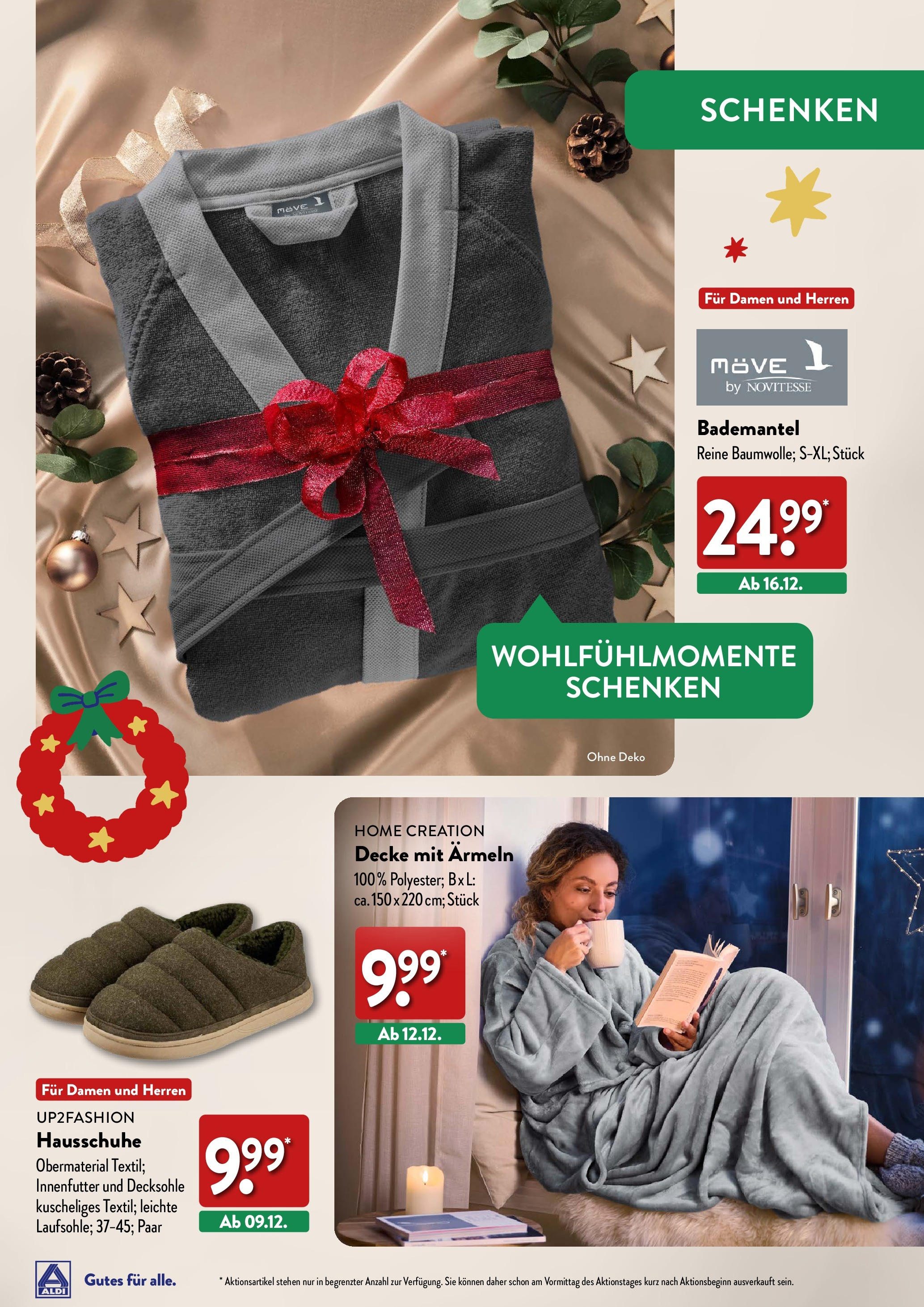 Aldi Weihnachten Deko und Geschenke - Hildburghausen, Coburger Straße 2 (ab 17.10.2024) » Angebote Online | Seite: 25 | Produkte: Up2fashion, Decke, Bademantel, Home creation