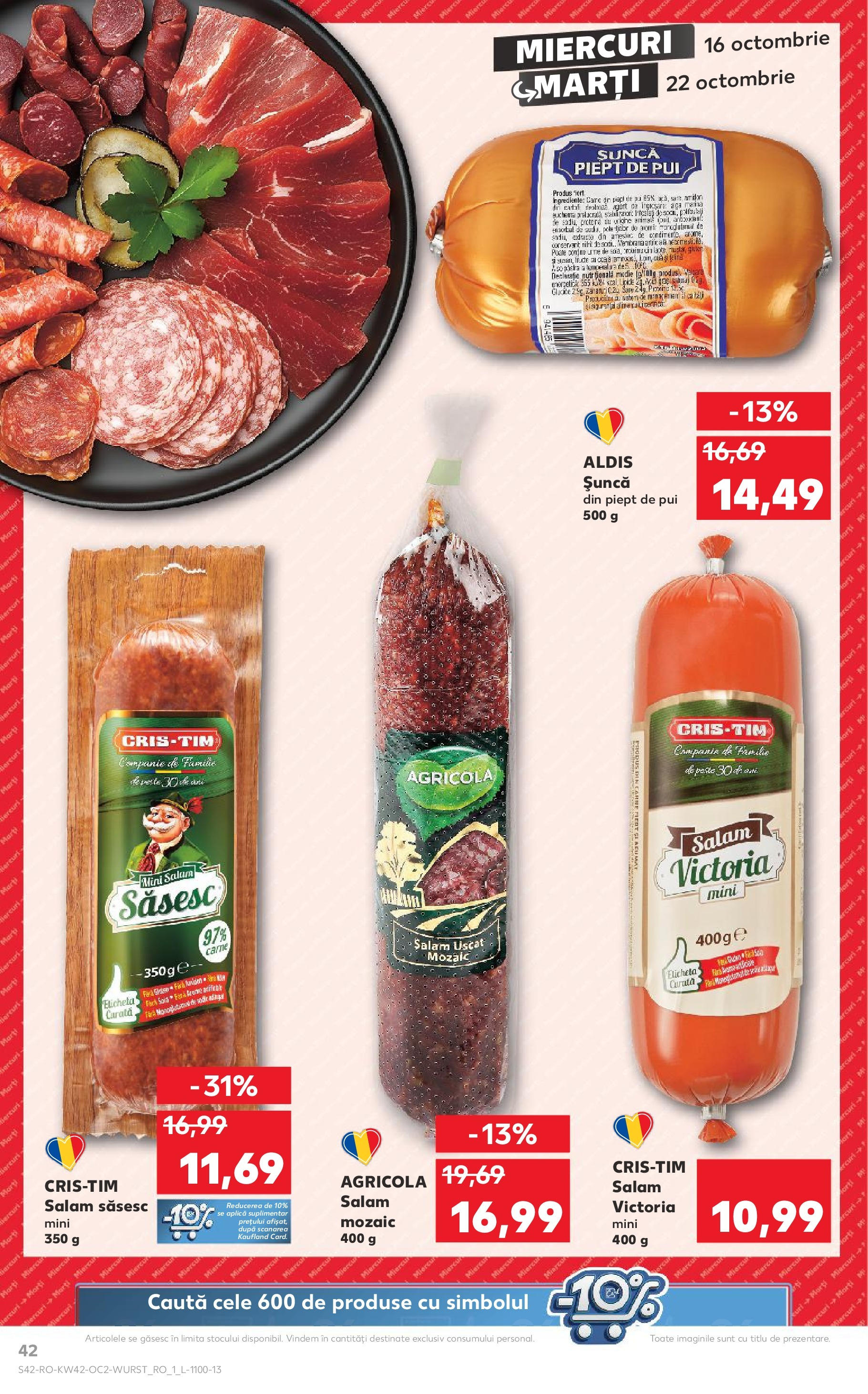 Catalog Kaufland - Sibiu 16.10.2024 - Revista si Oferta | Pagină: 54 | Produse: Șuncă, Paste, Fructe, Sare