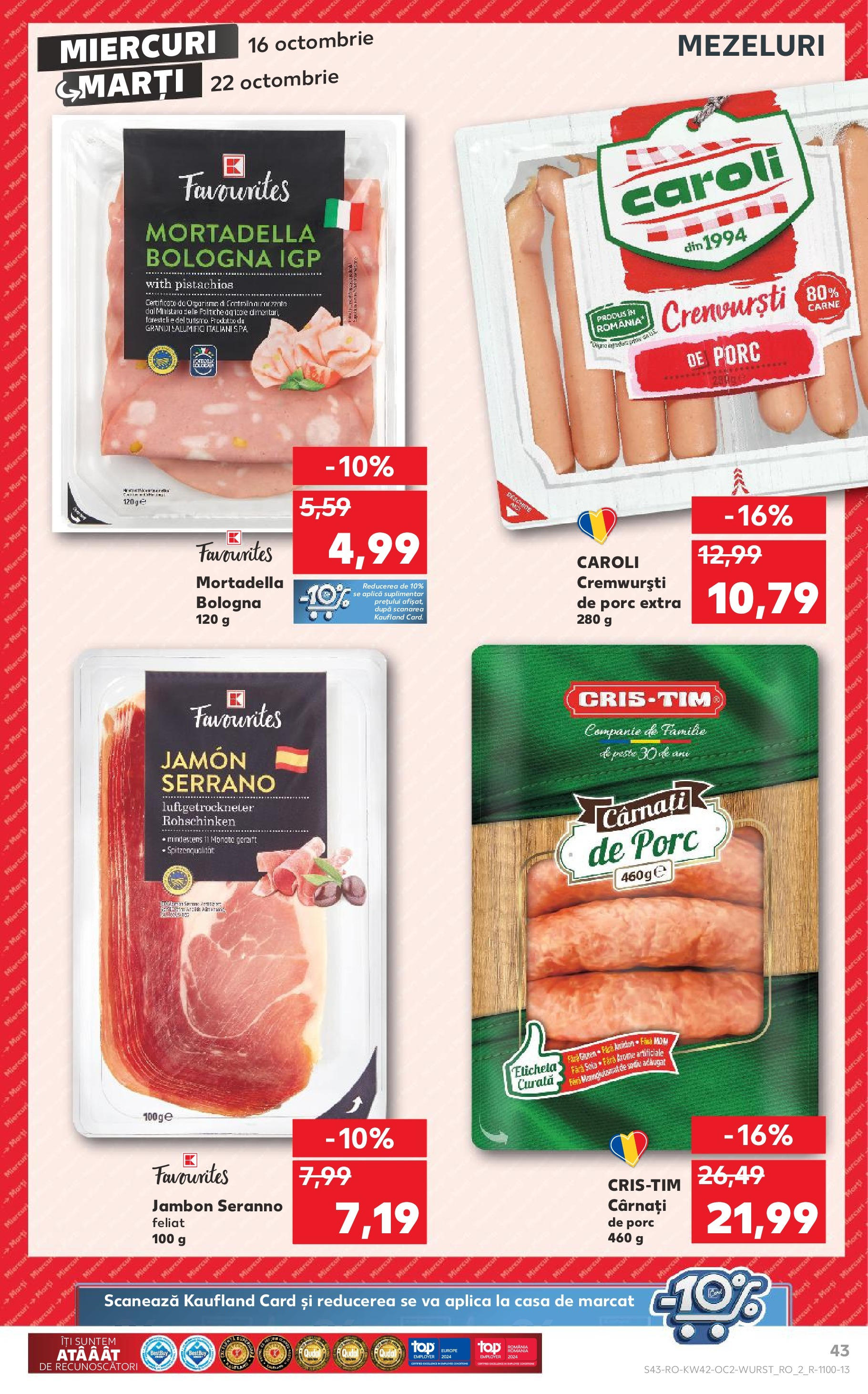 Catalog Kaufland - Braşov 16.10.2024 - Revista si Oferta | Pagină: 55 | Produse: Crenvurști, Cârnați