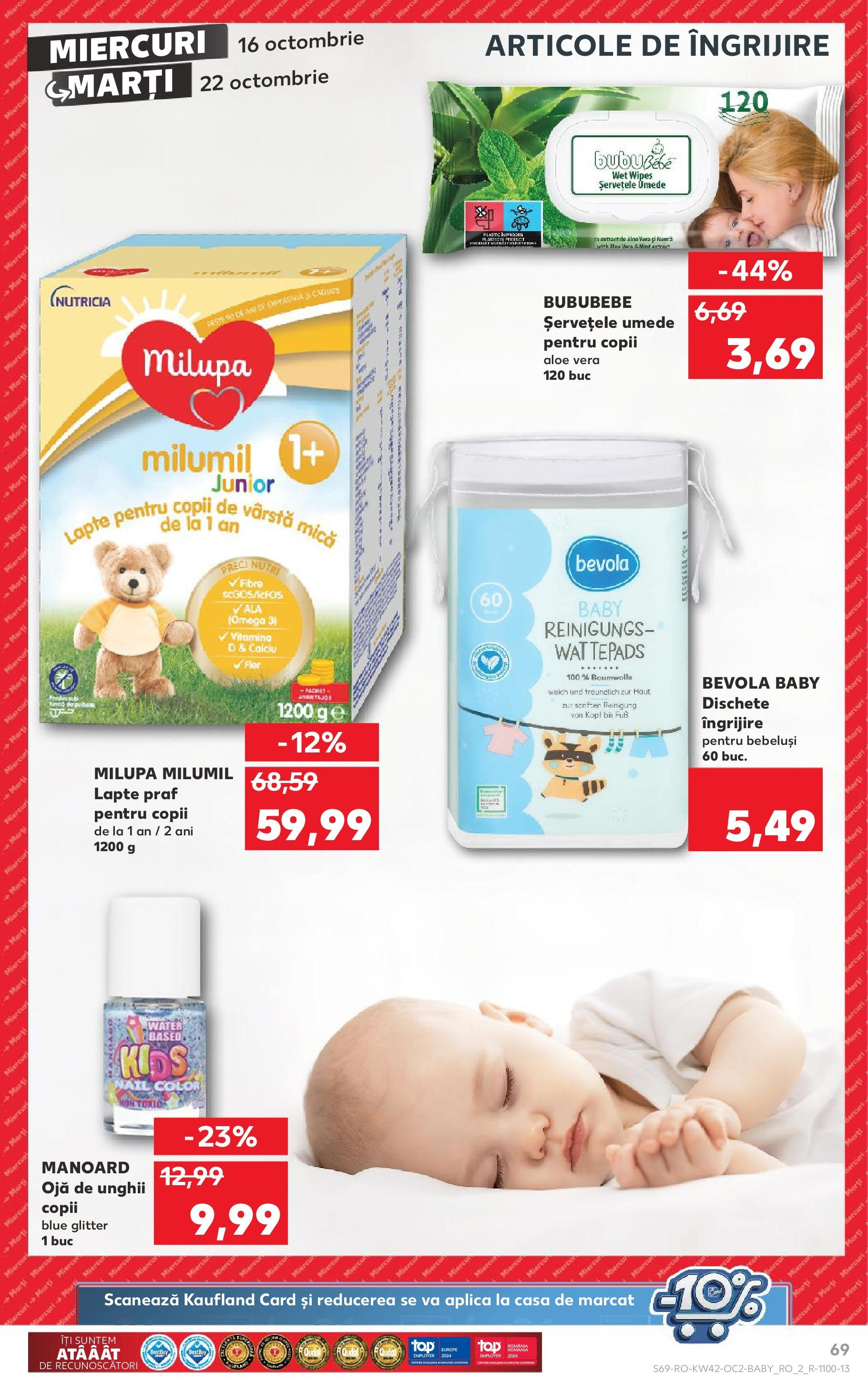 Catalog Kaufland - Sibiu 16.10.2024 - Revista si Oferta | Pagină: 85 | Produse: Lapte praf, Aloe vera, Lapte, Șervețele umede