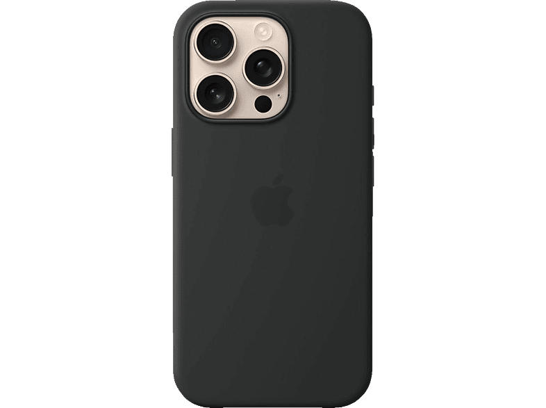 Apple Silikon Case mit MagSafe Backcover, für Apple iPhone 16 Pro, Schwarz; Handyhülle