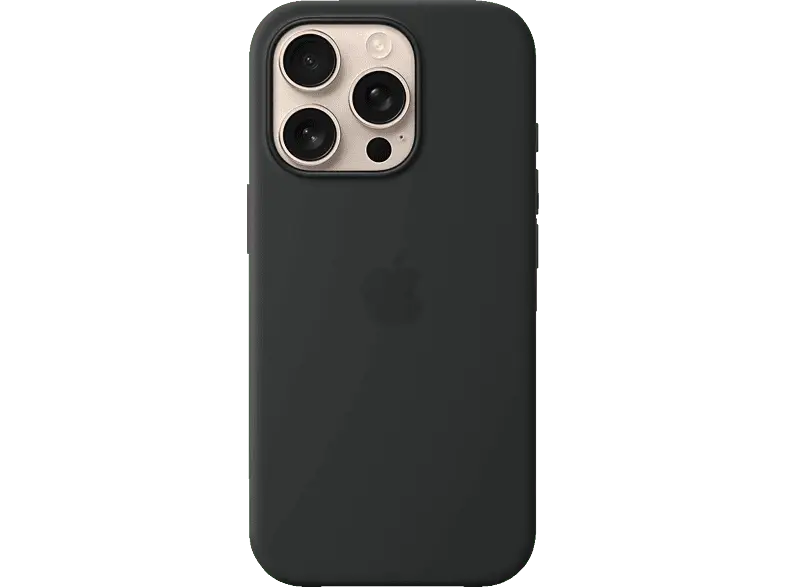 Apple Silikon Case mit MagSafe Backcover, für Apple iPhone 16 Pro, Schwarz; Handyhülle