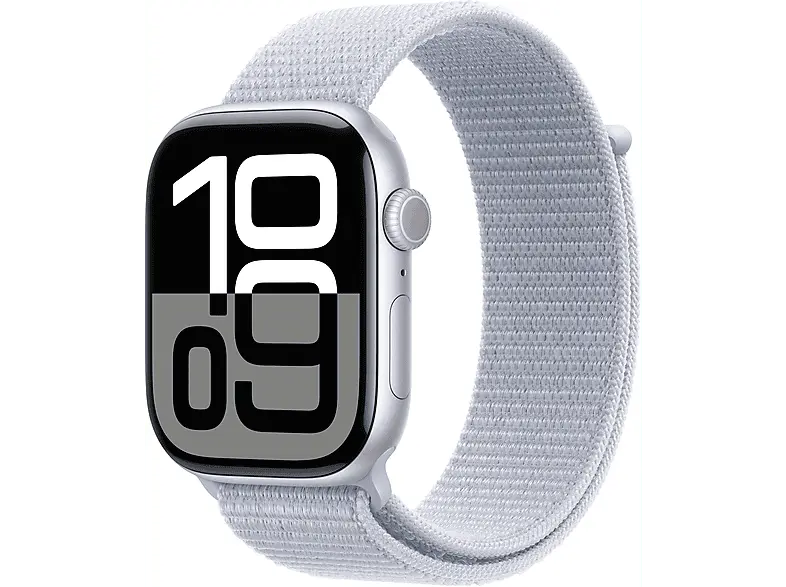 Apple Watch Series 10 GPS 46mm Aluminiumgehäuse, Sport Loop Armband, Silber; Smartwatch