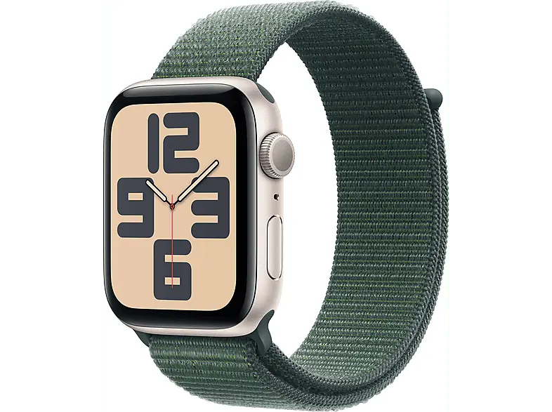 Apple Watch SE 2024 GPS 44mm Aluminiumgehäuse, Seegrün Sport Loop, Polarstern; Smartwatch