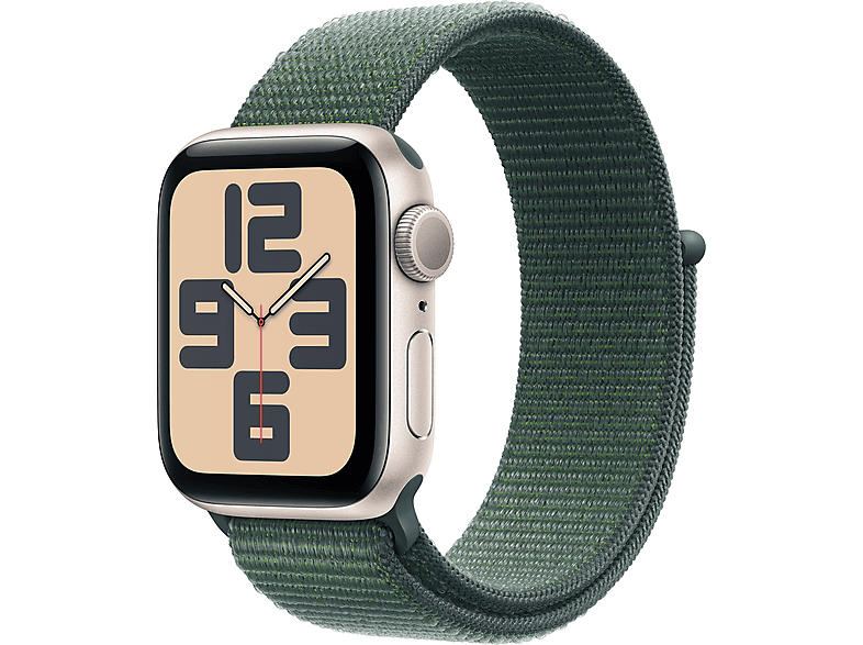 Apple Watch SE 2024 GPS 40mm Aluminiumgehäuse, Seegrün Sport Loop Armband, Polarstern; Smartwatch