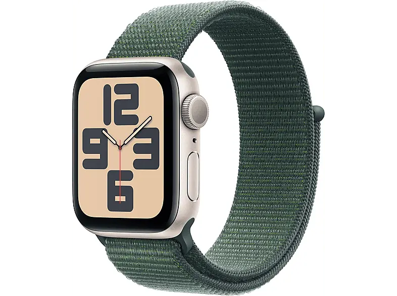 Apple Watch SE 2024 GPS 40mm Aluminiumgehäuse, Seegrün Sport Loop Armband, Polarstern; Smartwatch