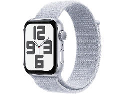 Apple Watch SE 2024 GPS 44mm Aluminiumgehäuse, Blaue Wolke Sport Loop, Silber; Smartwatch