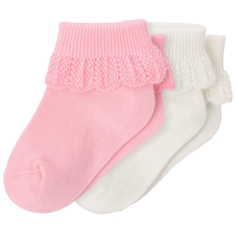 2 Paar Baby Socken mit Umschlagbündchen