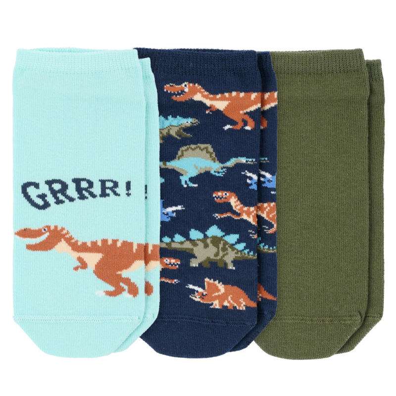 3 Paar Jungen Sneaker-Socken mit Dinos