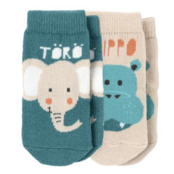 2 Paar Newborn Socken mit Tier-Motiven