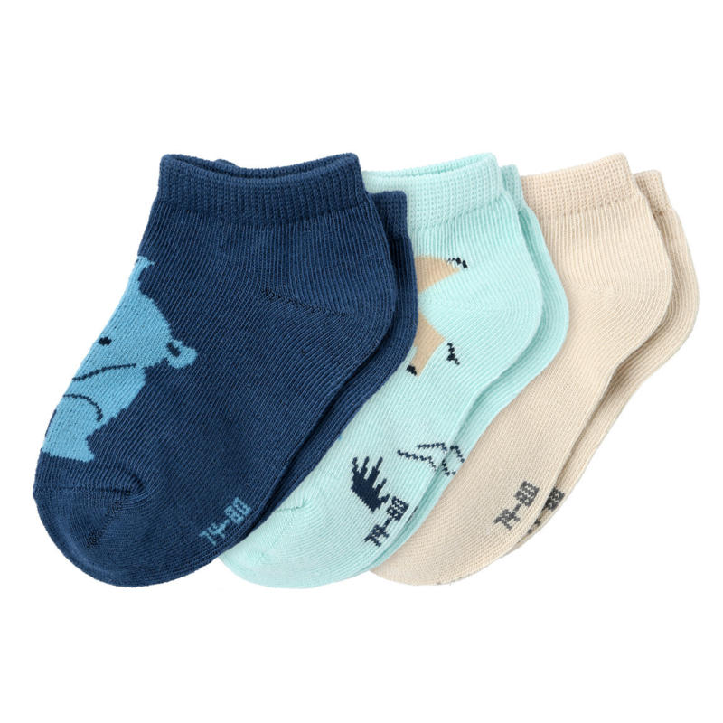 3 Paar Baby Sneaker-Socken mit Wildtieren