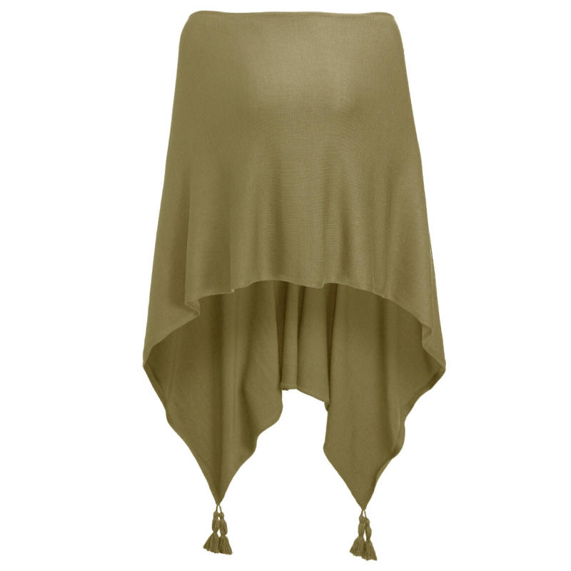 Damen Poncho mit Tasseln