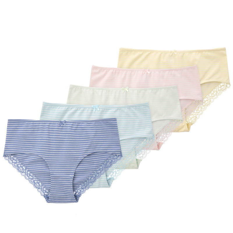 5 Damen Pantys mit Streifen-Allover