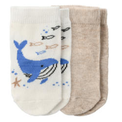 2 Paar Newborn Socken mit Wal-Motiv