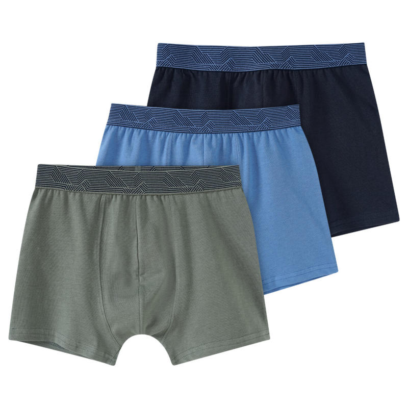 3 Jungen Boxershorts in unifarben