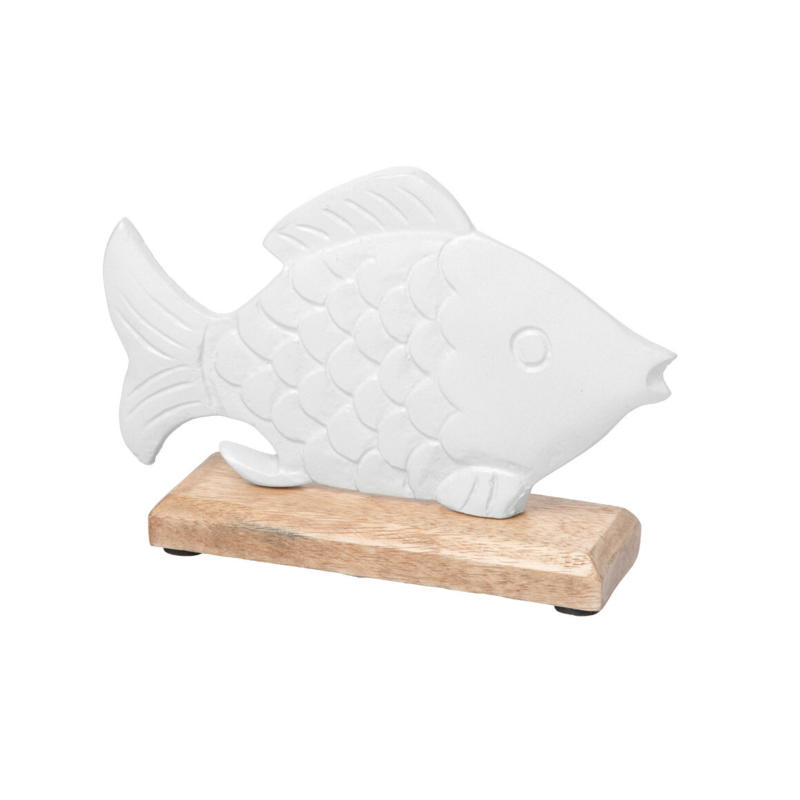 Deko-Figur Fisch mit Holzfuß