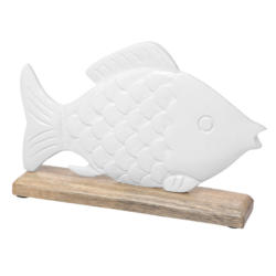 Große Deko-Figur Fisch mit Holzfuß