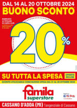 Famila Superstore Buono sconto 20% - al 20.10.2024