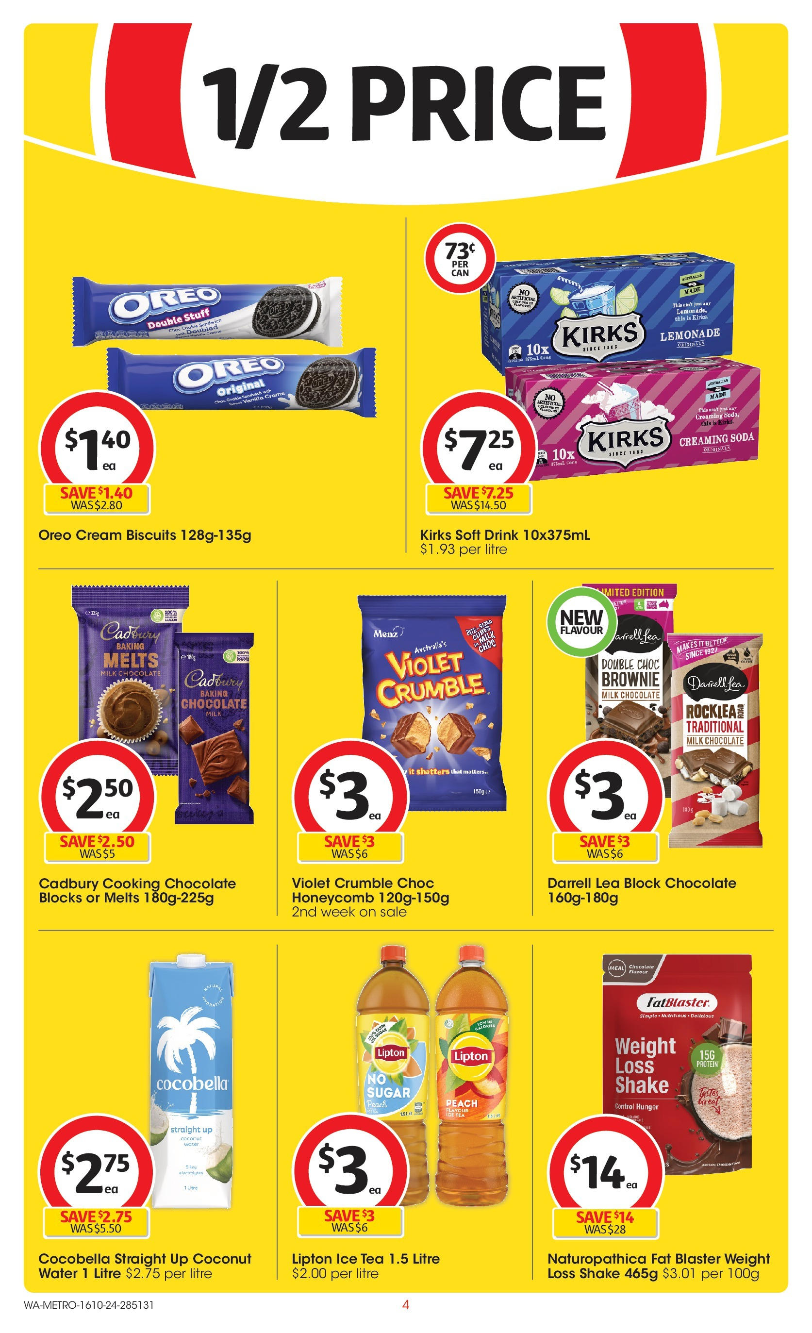 ﻿﻿Coles catalogue valid from 16/10/2024 > Online Australia | Page: 4 | Products: Milk, Biscuits, Water, Weight