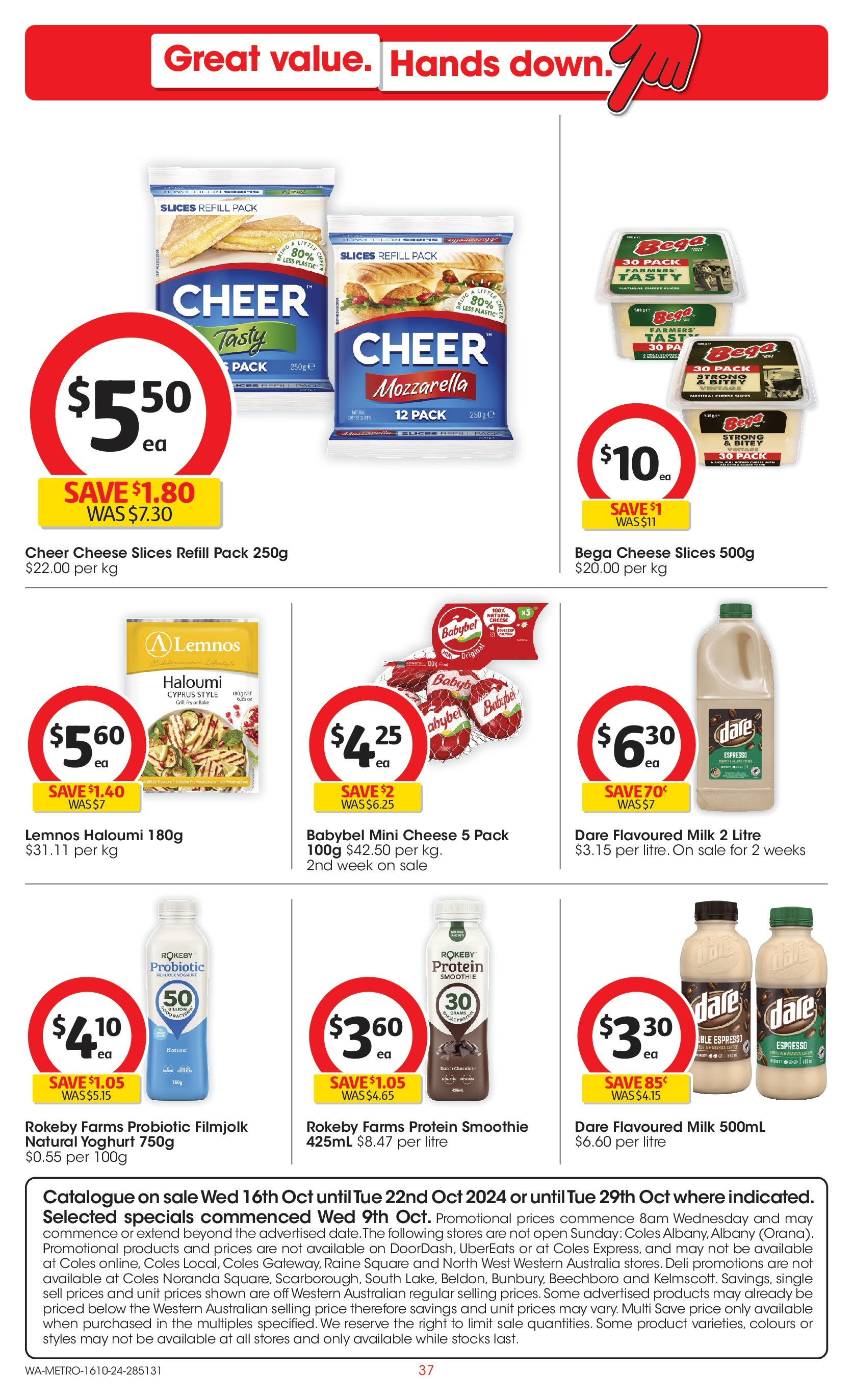 ﻿﻿Coles catalogue valid from 16/10/2024 > Online Australia | Page: 37 | Products: Milk, Cheese, Yoghurt, Chocolate