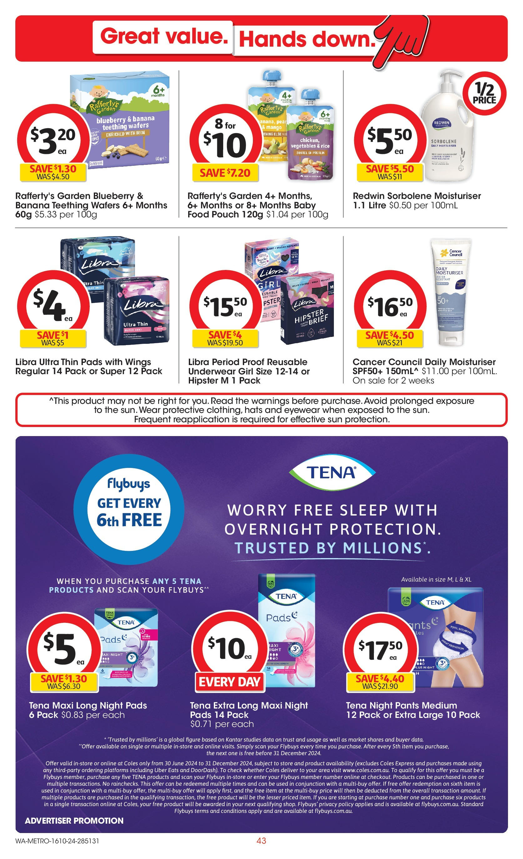 ﻿﻿Coles catalogue valid from 16/10/2024 > Online Australia | Page: 43 | Products: Platforms, Pants, Underwear, Mango