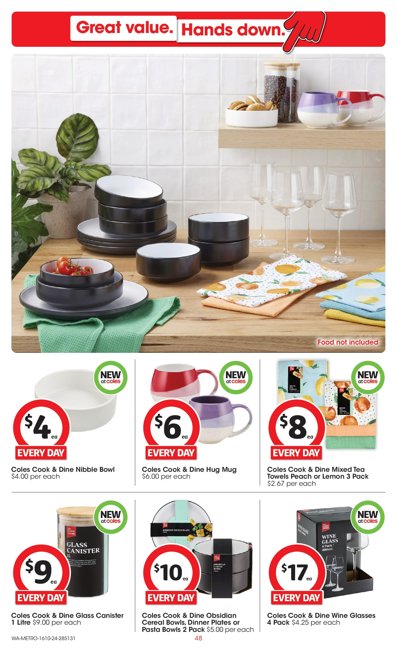 ﻿﻿Coles catalogue valid from 16/10/2024 > Online Australia | Page: 48 | Products: Dinner plates, Tea, Peach, Glasses