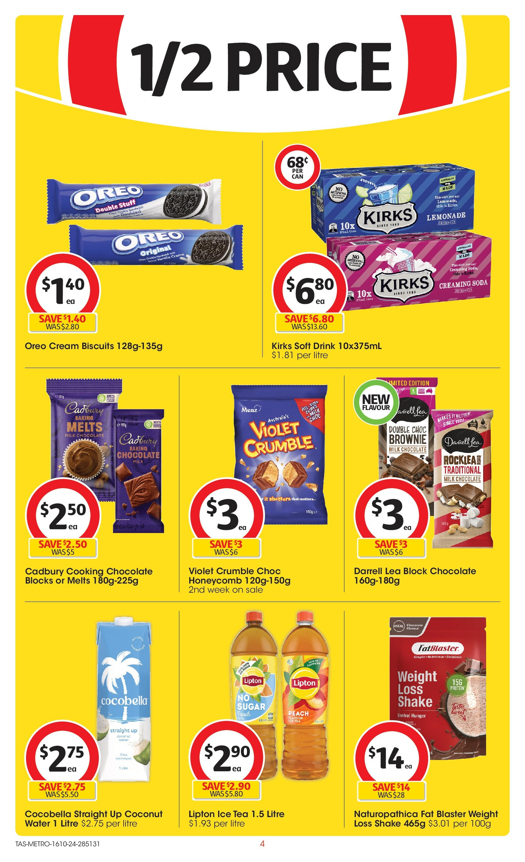 ﻿﻿Coles catalogue valid from 16/10/2024 > Online Australia | Page: 4 | Products: Chocolate, Tea, Water, Sugar