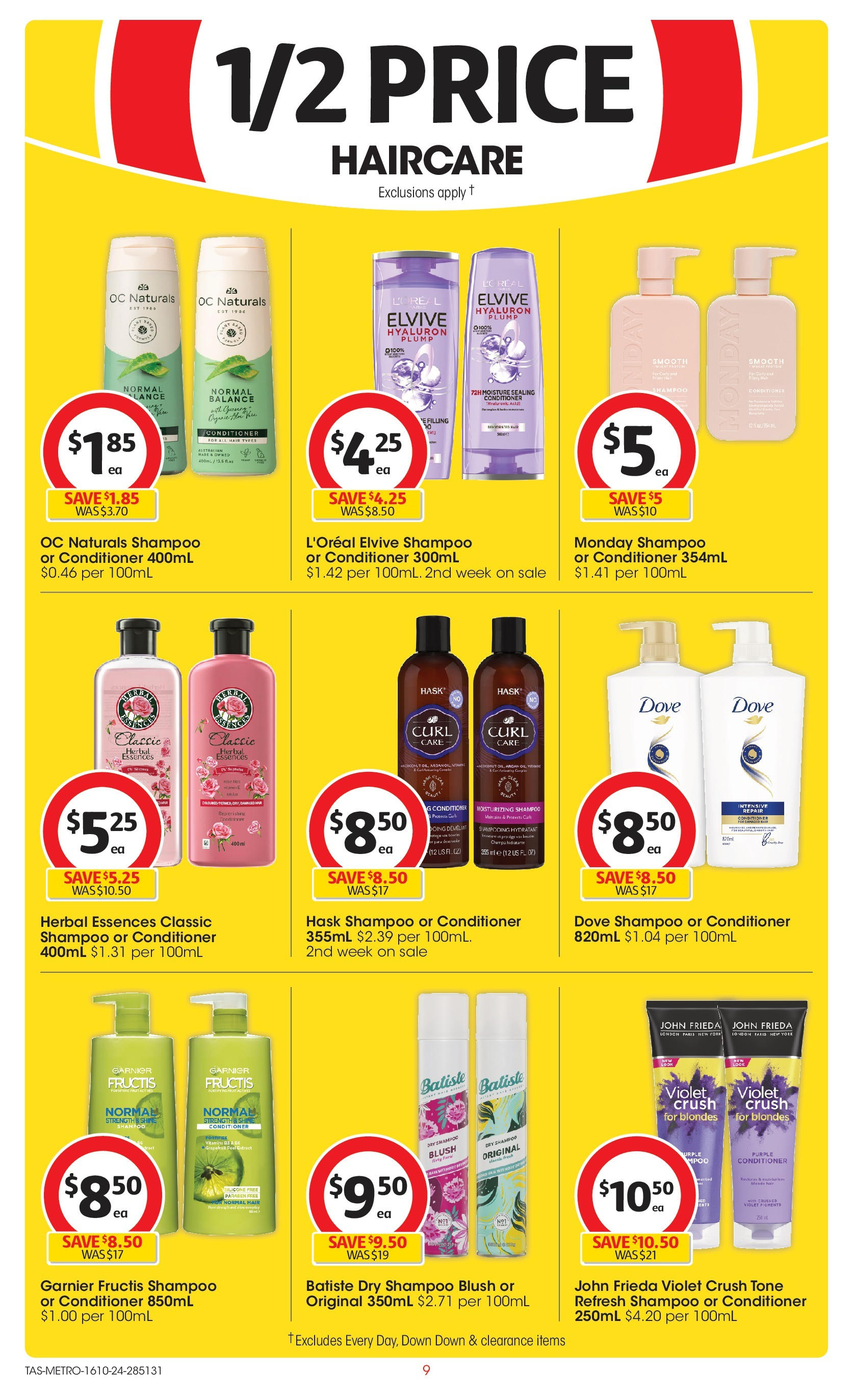 ﻿﻿Coles catalogue valid from 16/10/2024 > Online Australia | Page: 9 | Products: Blush, Shampoo, Conditioner, Herbal