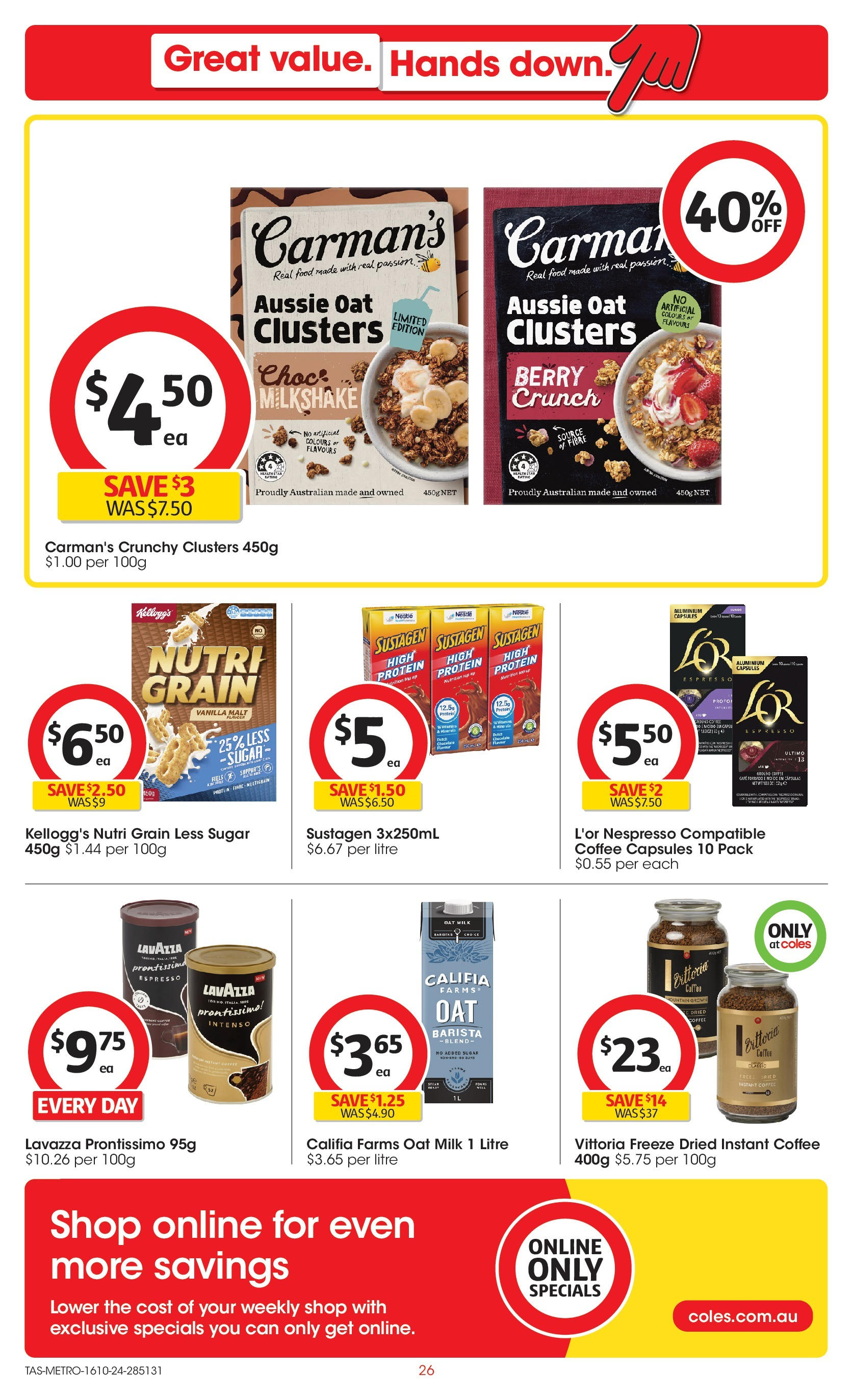 ﻿﻿Coles catalogue valid from 16/10/2024 > Online Australia | Page: 26 | Products: Milk, Coffee, Sugar