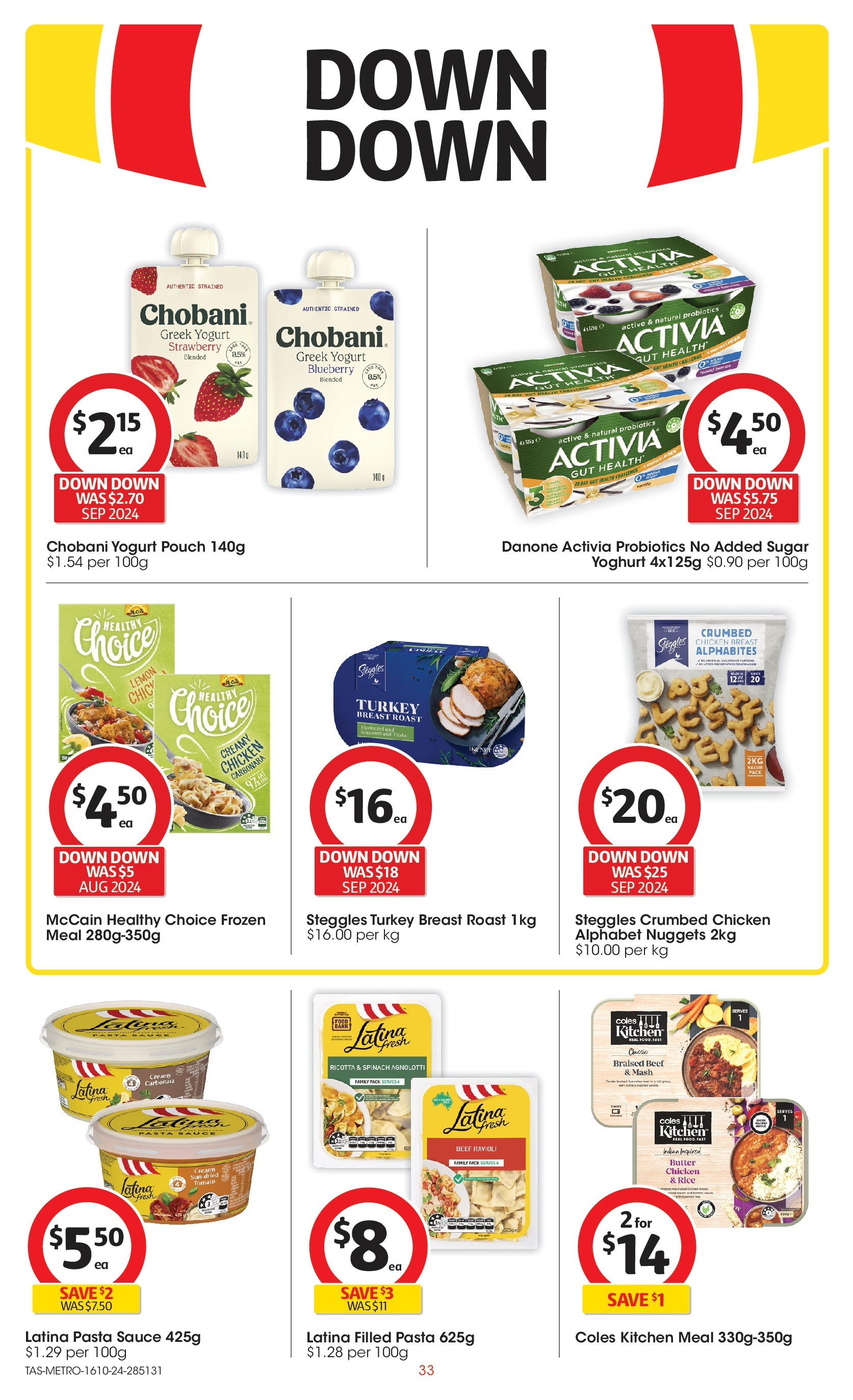 ﻿﻿Coles catalogue valid from 16/10/2024 > Online Australia | Page: 33 | Products: Pasta, Sauce, Sugar, Turkey