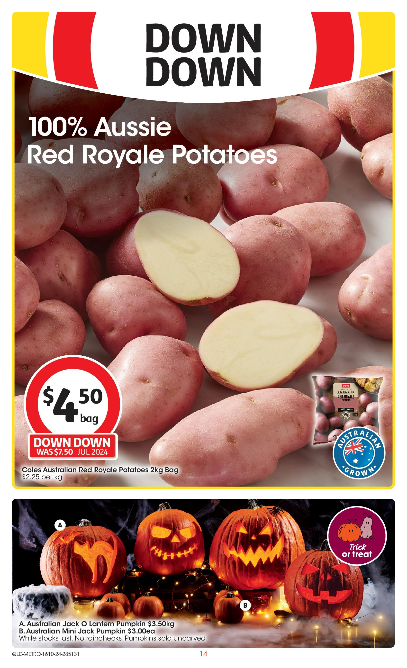 ﻿﻿Coles catalogue valid from 16/10/2024 > Online Australia | Page: 14 | Products: Potatoes, Pumpkin, Bag