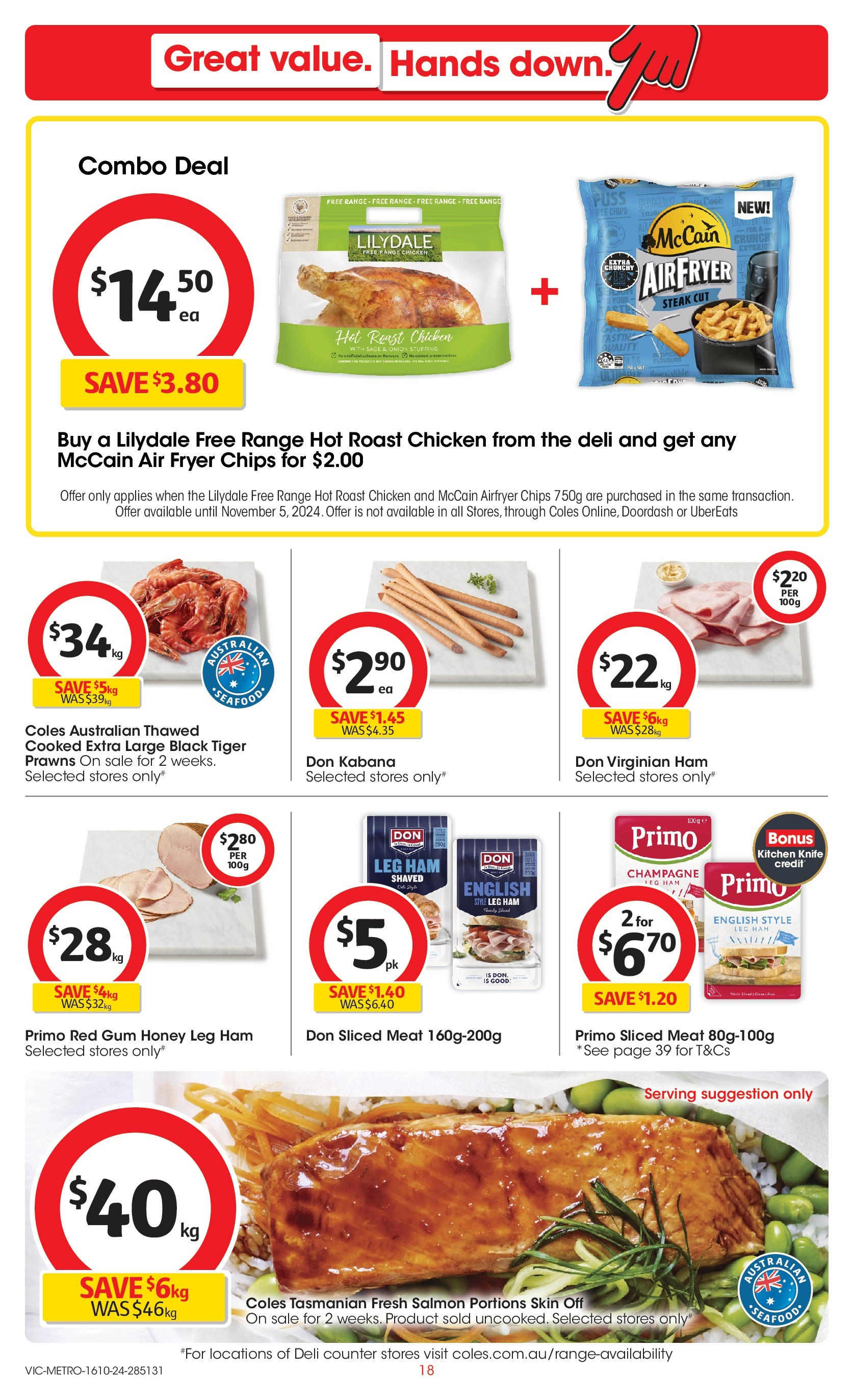 ﻿﻿Coles catalogue valid from 16/10/2024 > Online Australia | Page: 18 | Products: Ham, Gum, Chicken, Steak