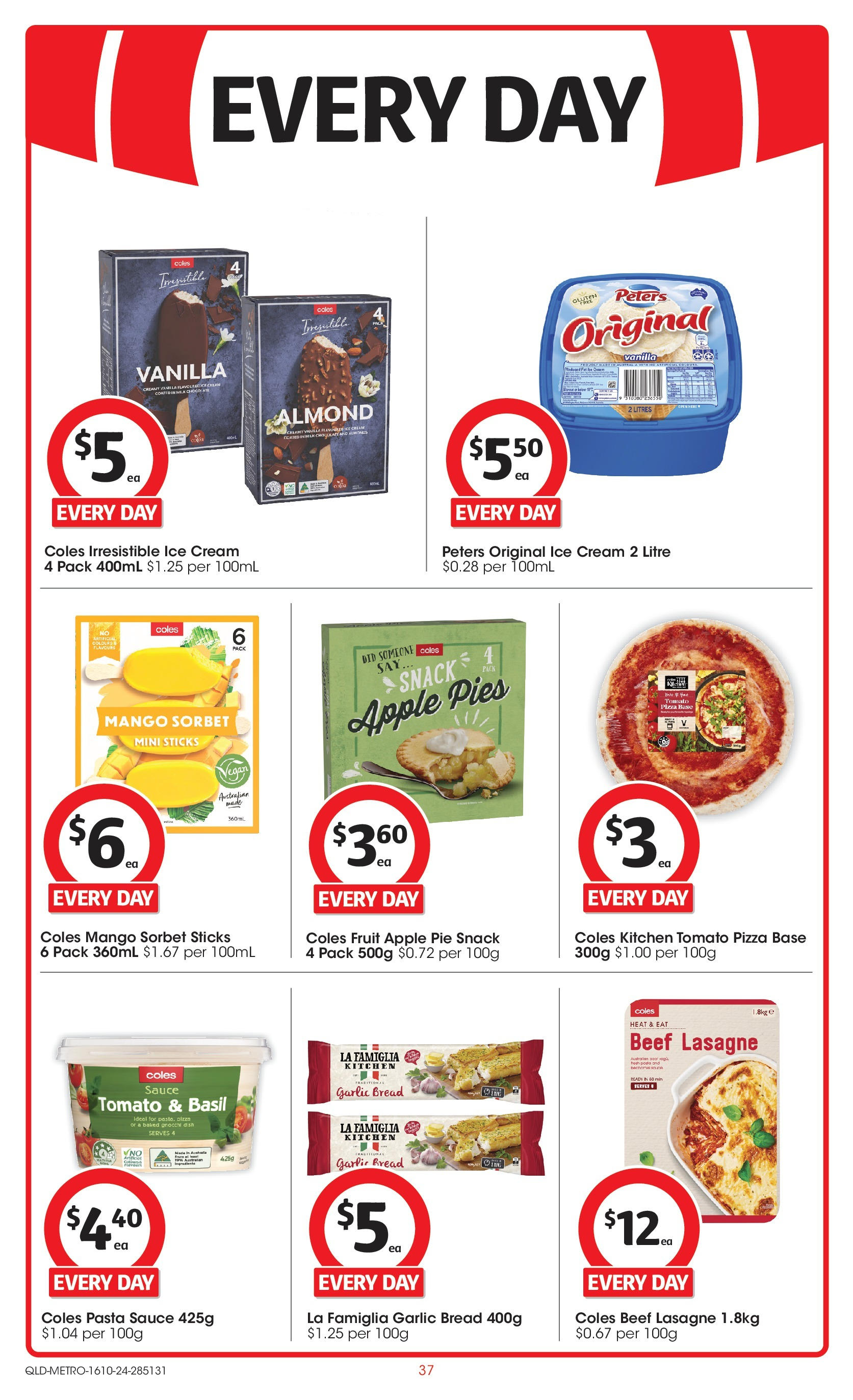 ﻿﻿Coles catalogue valid from 16/10/2024 > Online Australia | Page: 37 | Products: Pizza, Beef, Garlic, Pies