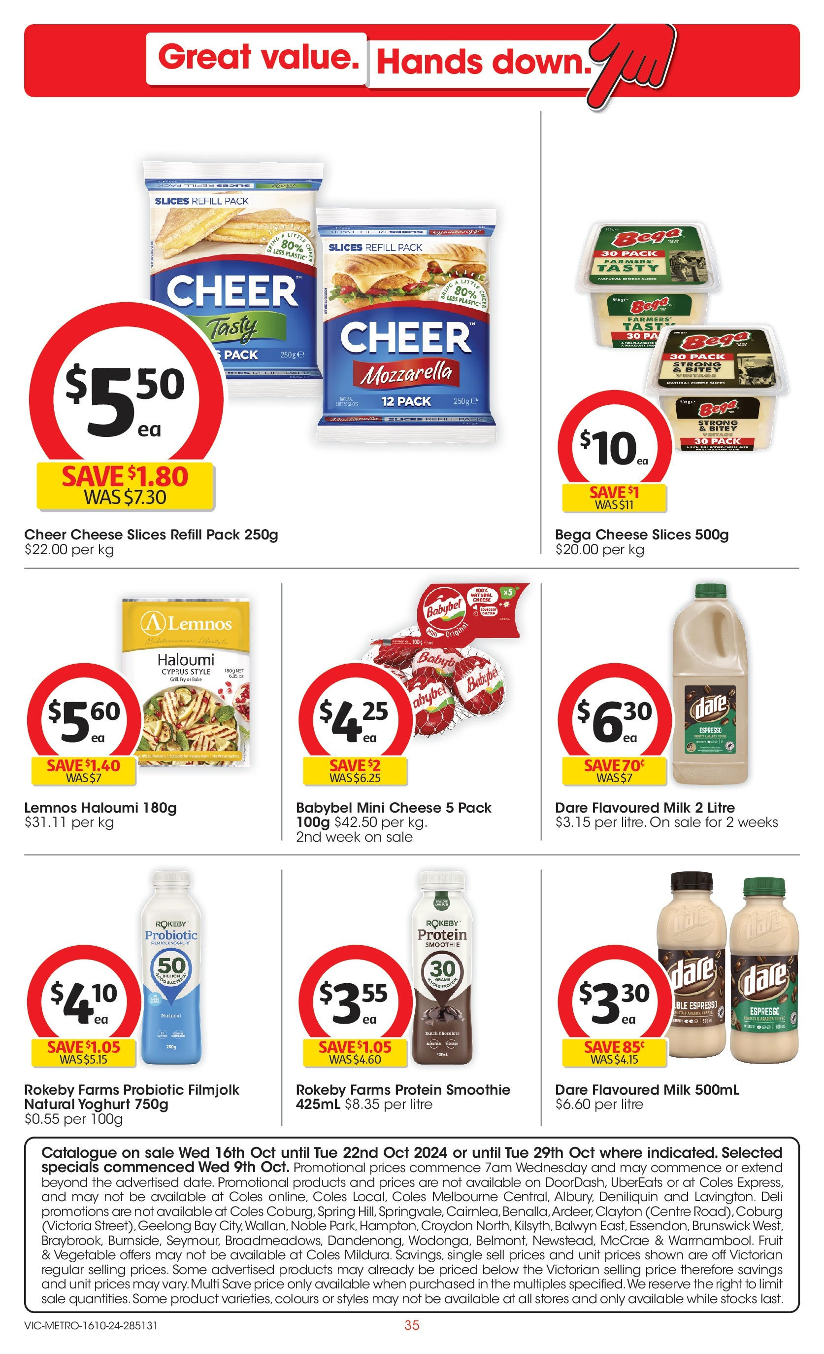 ﻿﻿Coles catalogue valid from 16/10/2024 > Online Australia | Page: 35 | Products: Milk, Cheese, Yoghurt, Chocolate