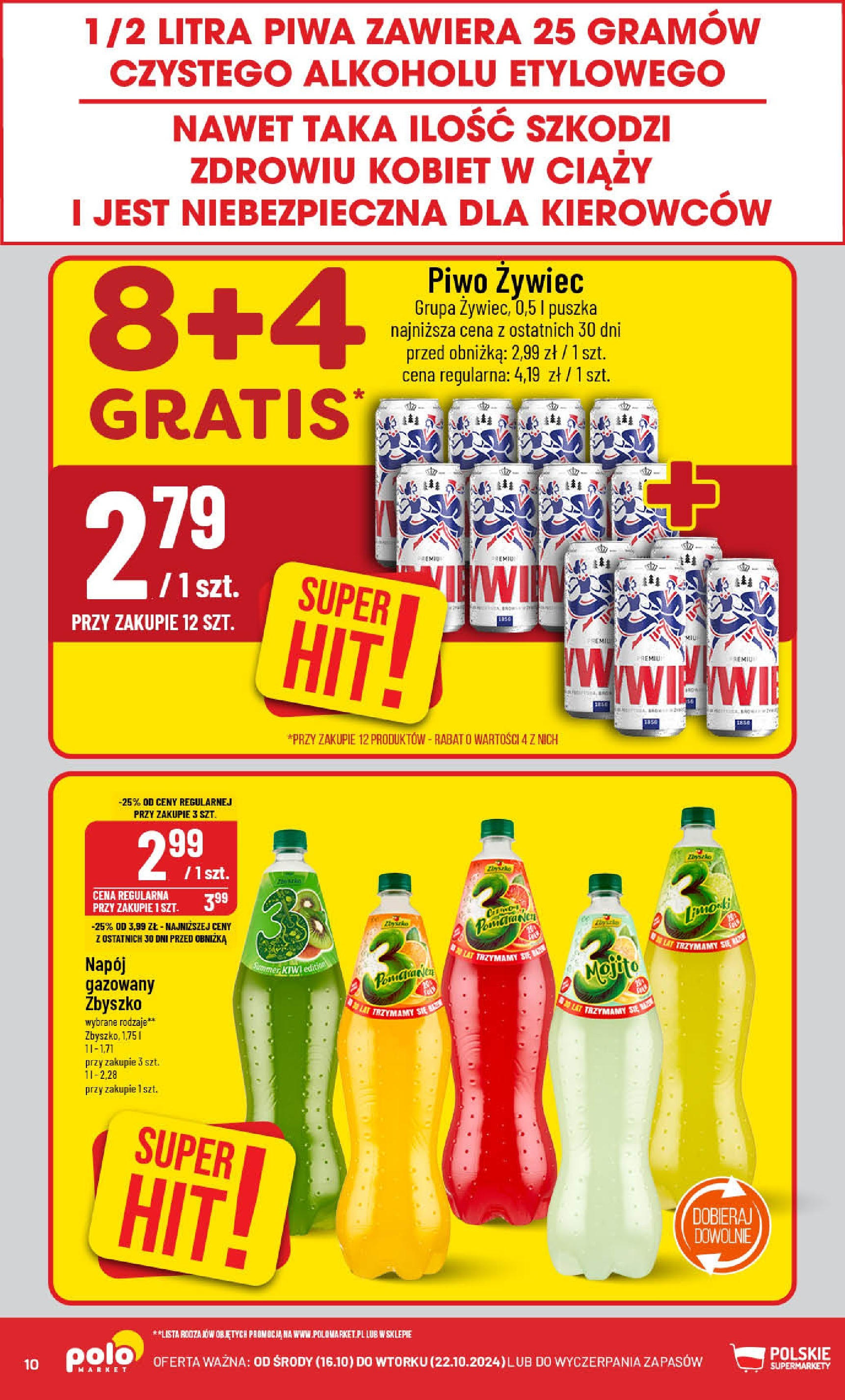 POLOmarket gazetka od jutra (16.10.2024) - Nowa PDF | Strona: 10 | Produkty: Piwo, Kiwi